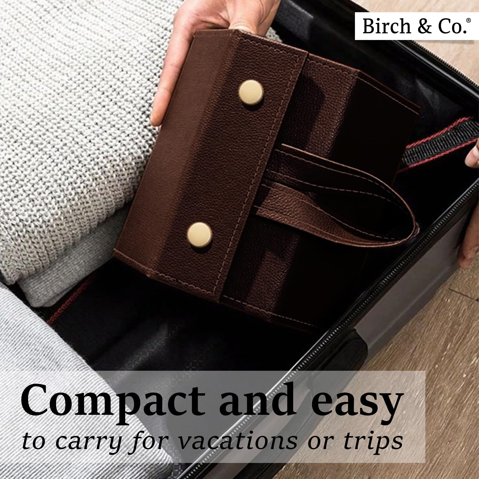Sunglasses Organizer - Sunglass Case - Glasses Box - Specs Box for Men - Goggles Holder - Eyewear shades Organiser, Leather Finish, Soft Velvet Lining, Travel-Friendly, Safe Hanging Straps, Brown - Image 3 thumbnail