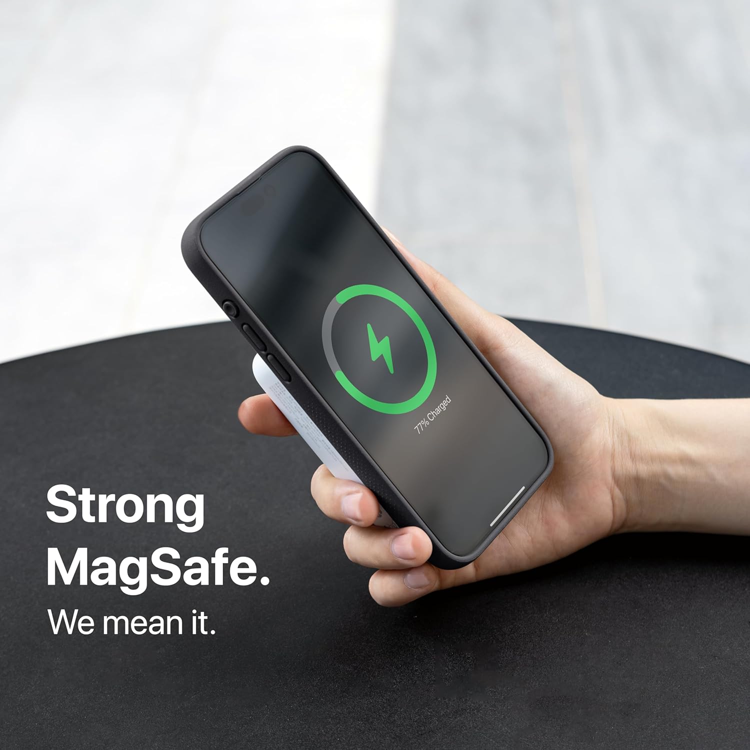 TineeOwl for iPhone 15 Pro Magnetic Case - Dune Series, Compatible with MagSafe, TPU, Minimalist, Slim/Thin, Grippy with Microfiber Lining, Rounded Action Button (Black, iPhone 15 Pro) - Image 5