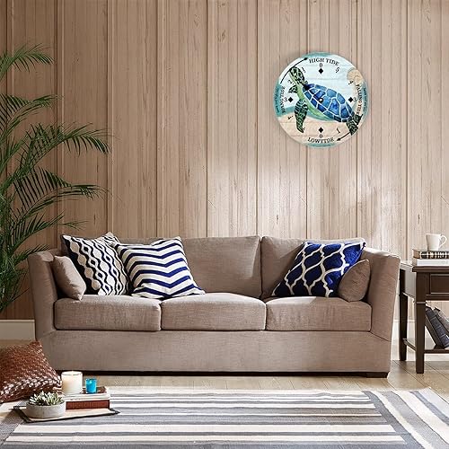 Miniatura 4 de Reloj de marea de madera, tortuga marina, vida marea, reloj de marea, decoración de playa, hora del océano, reloj costero, marea alta y baja, reloj
