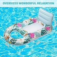 Vista 7 de Inflatable Pool Floats Adult - Pool Floaties Pool Lounger Raft for Adults Heavy Duty Water Pool Float with Cup Holder Backrest Swimming Pool