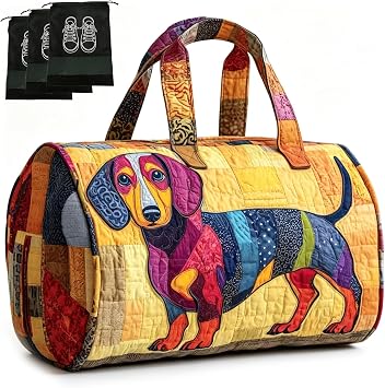 Unisex Boho Quilted Weekender BagLightweight, Free-Spirited A, 16*8*8 IN | Ready to Wander, Large Hippie Journey Travel Duffle for Overnight Trips, Vintage Floral Luggage for Gym, Yoga & Carry-on