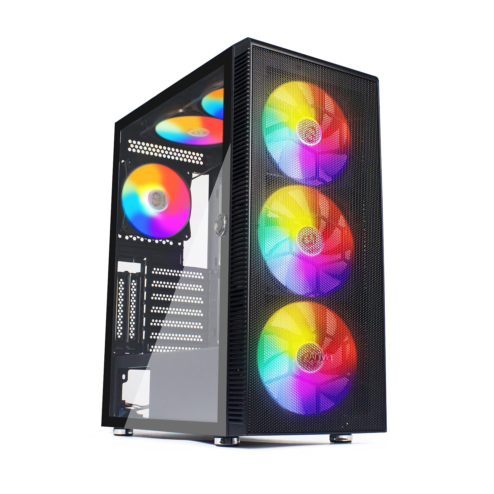ATX Mid-Tower PC Gaming Case with Magnetic Design Dust Filter Pre-Installed 6 x 140mm Fans Glass Sid