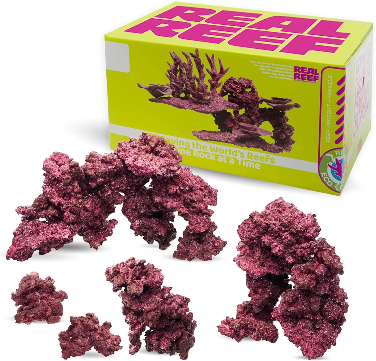 Original Rock, 50 lb Small Piece Box (35–40 pcs) - Artificial Live Rock for Saltwater Aquariums, Porous Reef Rock for Marine Aquascapes & Coral Growth