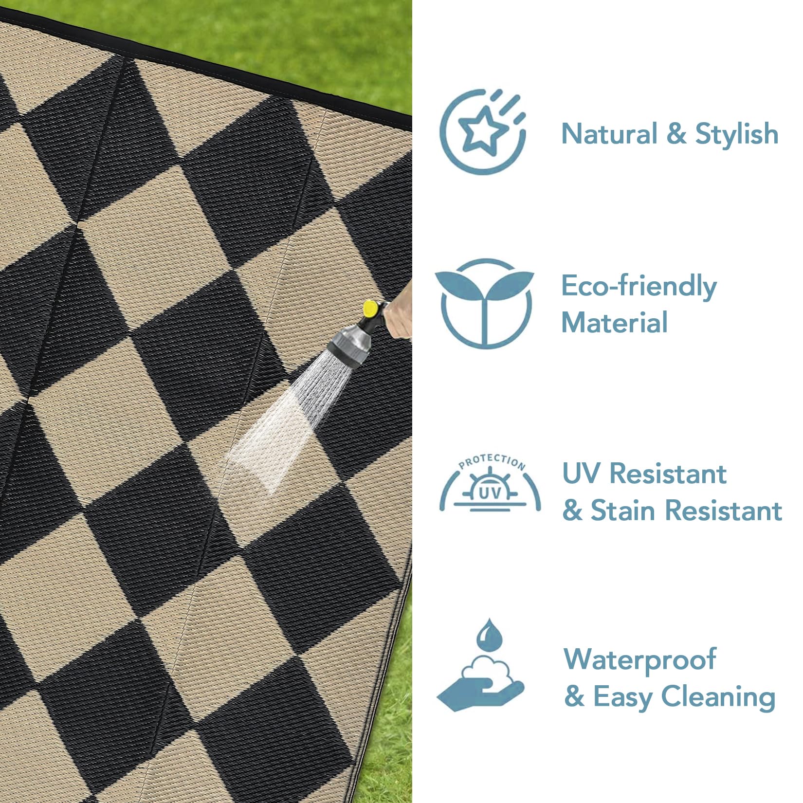Camping Rug 9x12 MontVoo Outdoor Rug Carpet Waterproof Round 8ft ...