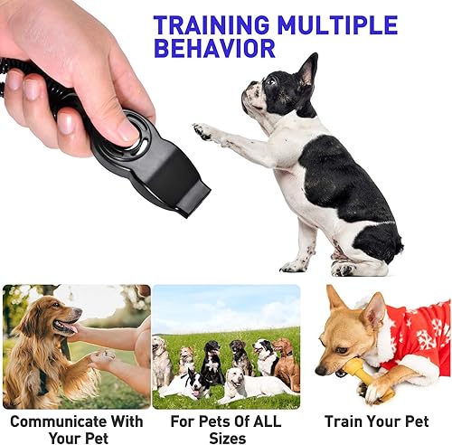 Miniatura 6 de Clickers y silbatos de entrenamiento de perros en uno, refuerzo positivo consistente para cachorros, arregla comportamientos no deseados, clicker de