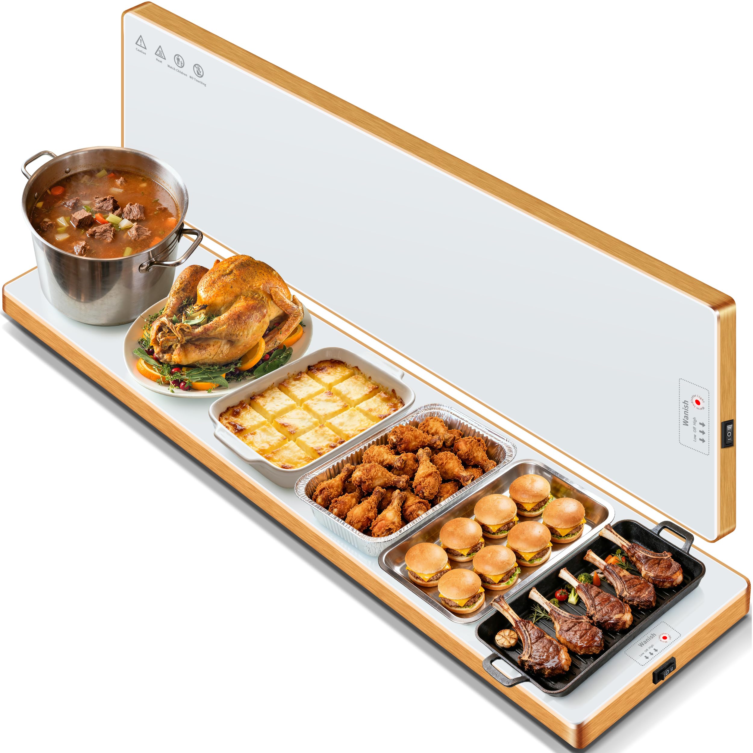 Electric Warming Tray,Extralong 59"x12",Tempered Glass Warming Mat for Food
