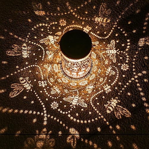 Vista 2 de Faroles solares de abeja para exteriores, impermeables, colgantes, luces solares colgantes para mujeres y hombres, faroles LED decorativos de abeja