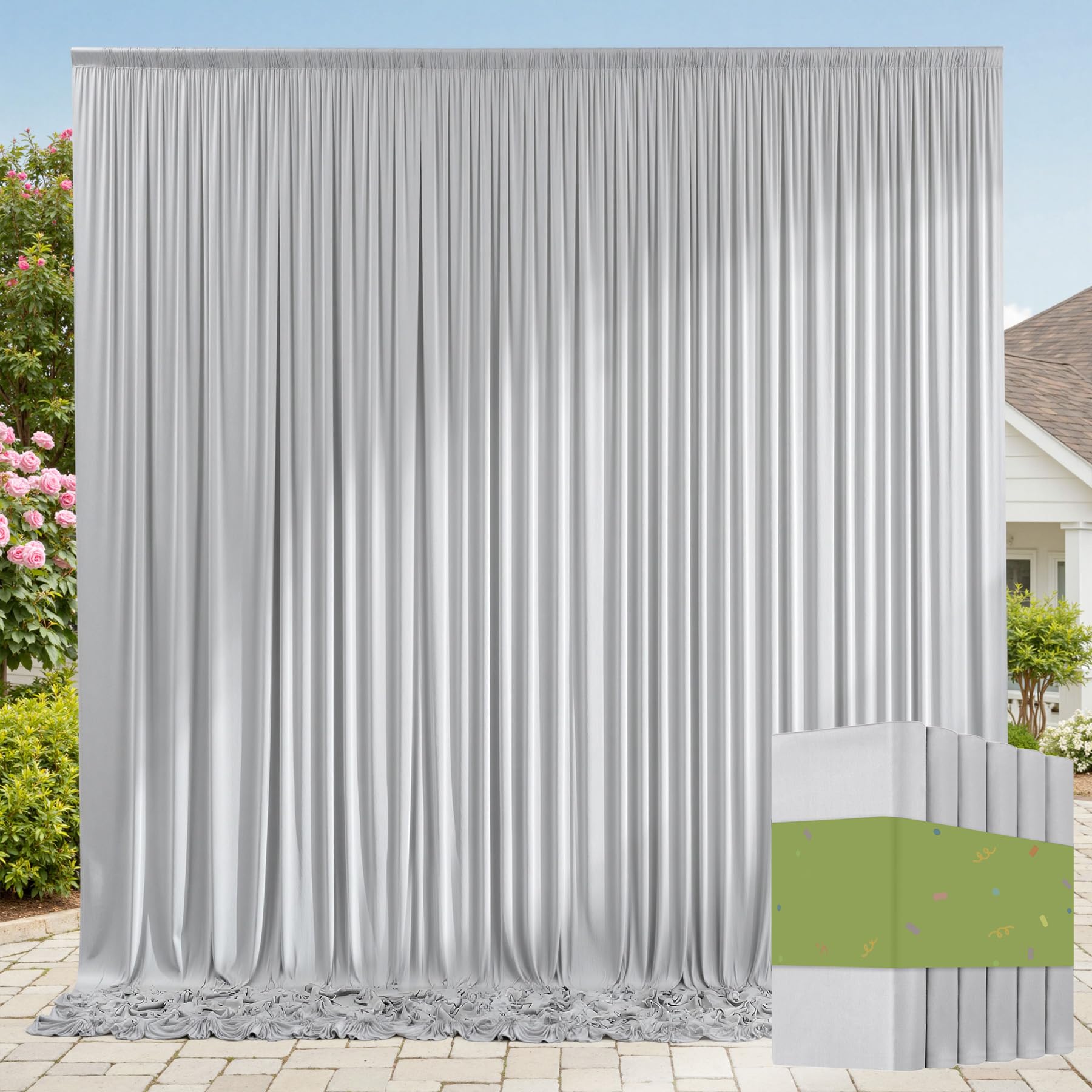 30ft x 10ft Wrinkle Free Silver Backdrop Curtain for Parties, Thick Fabric Backdrop Drapes for Wedding Space Birthday Party Photography Background