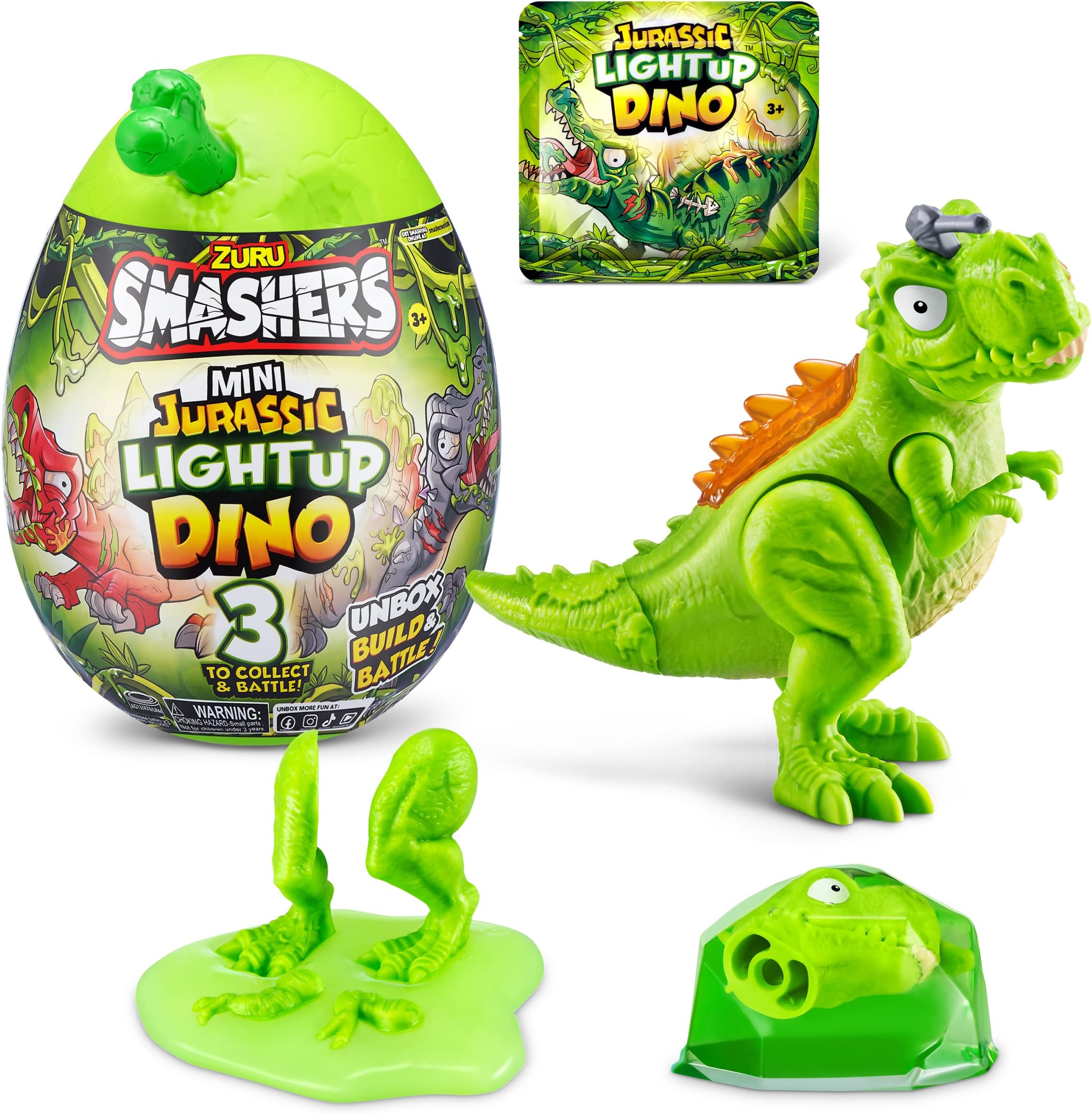 Smashers Mini Jurassic Light Up Dino Egg (T-Rex) by ZURU Collectible Egg, Volcano Slime, Fossil Toy, Dinosaur Toys, T-Rex Toy for Boys and Kids