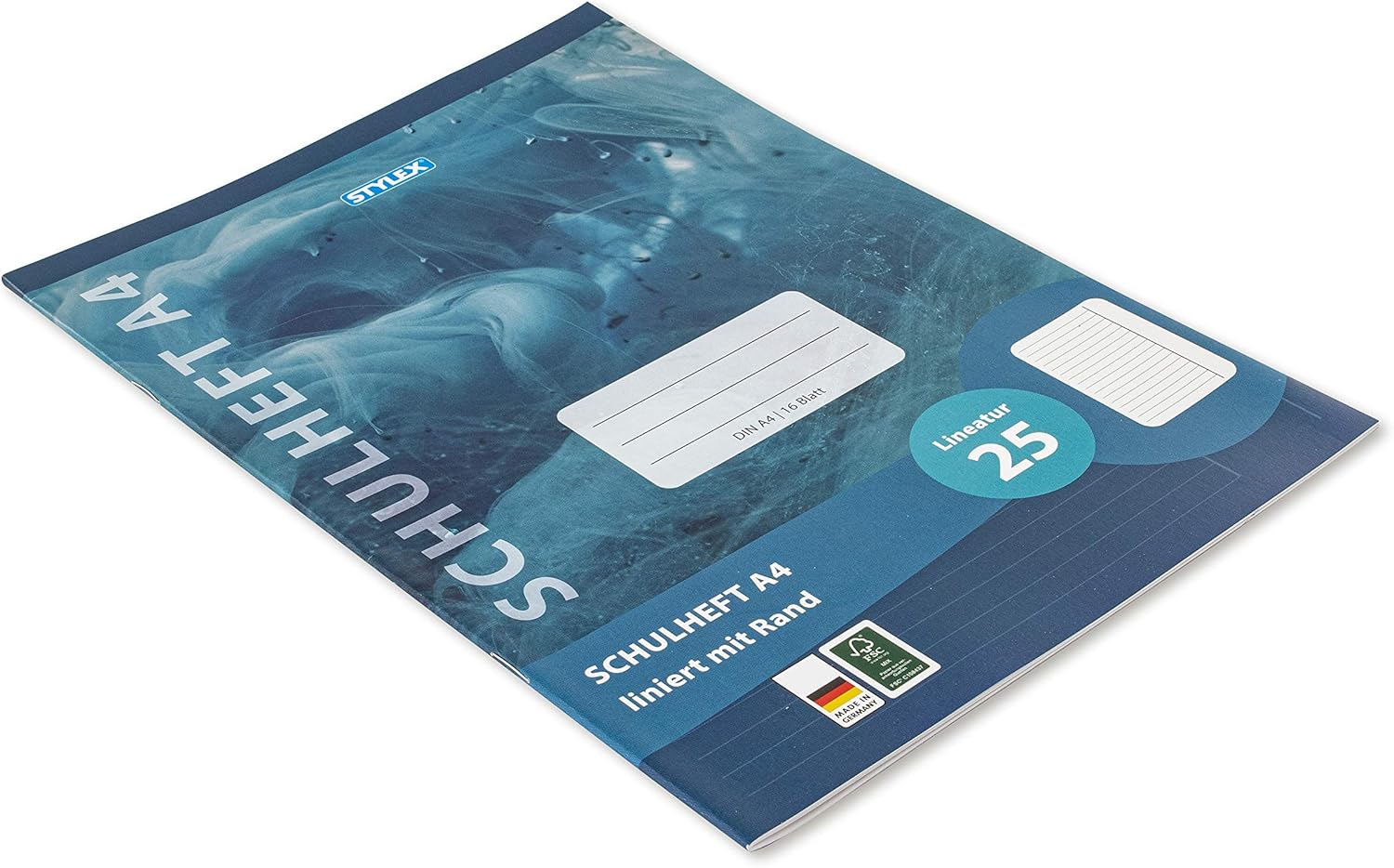 Stylex 29825-P25 - Exercise Book Ruled DIN A4 16 Sheets 80gsm External Margin Pack of 25