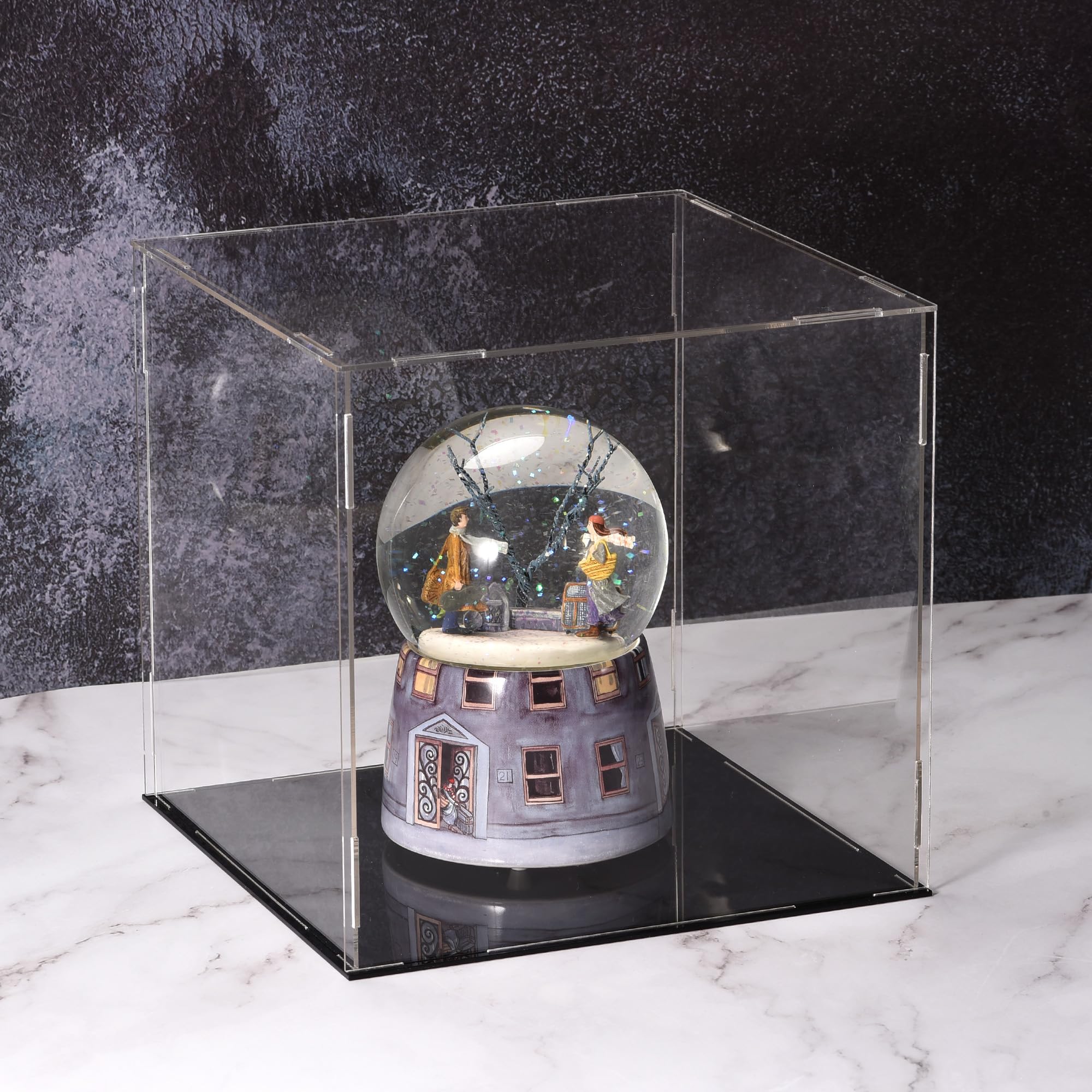 sourcing map Acrylique Transparent Display Boîte Boîte Antipoussière Protection Vitrine Cube Objets Collection Exposition Boîte 25x25x20cm