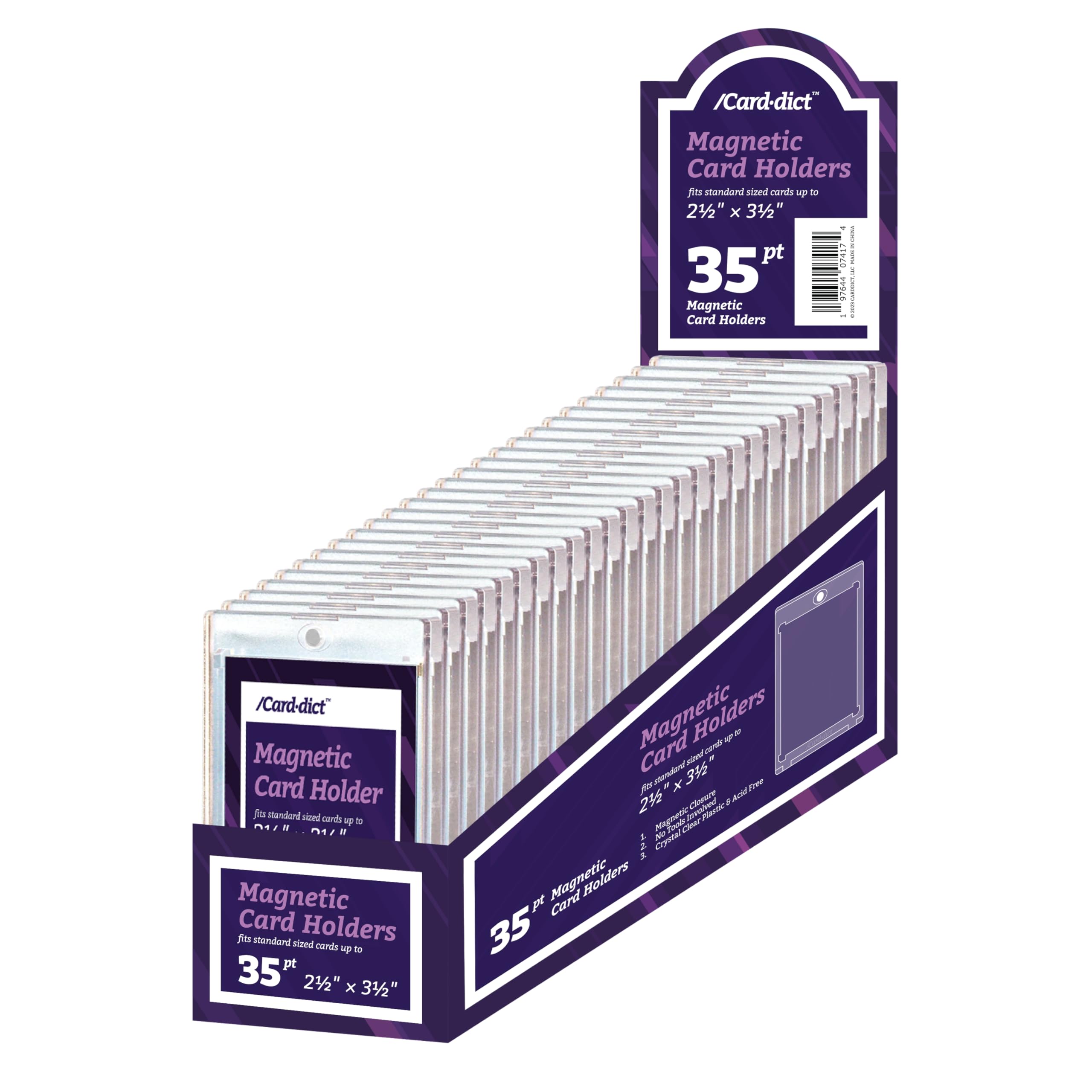 25ct Magnetic Card Holder Compatible with Trading Cards, 35pt One Touch Card Holders, 2-1/2” x 3-1/2“, Rigid Magnetic Card Case for MTG, Yugioh, Baseball and Sports Game Cards