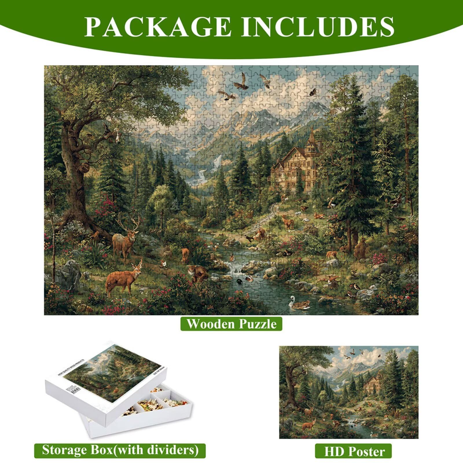 4000 Pezzi Puzzle Adulti - Foresta & Animale - Fabbricazione in Legno Robusto (Forma Classica) - Decorazione Murale con Poster - Prodotto Riservato ad Adulti e 14 Anni in Su (147x105cm) P3#101
