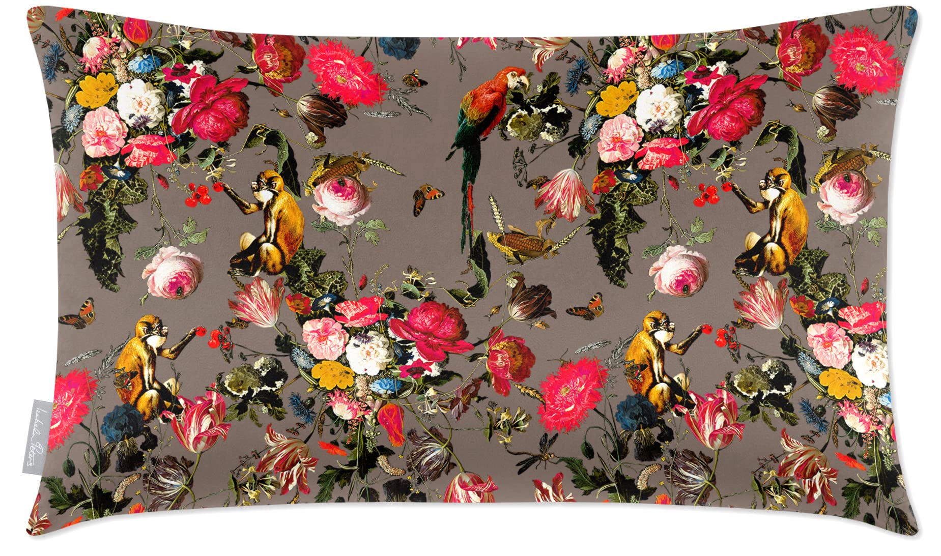 Izabela Peters Dovedale Stone Cushions With Covers, Filled, Eco-Friendly Velvet, 50 X 30 Cm, Monkey Puzzle-, For Chairs, Sofas, Seats