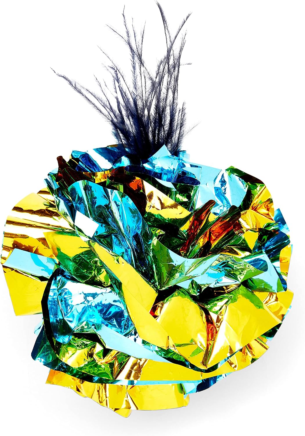 Leaps & Bounds Mylar Ball with Feathers Cat Toy