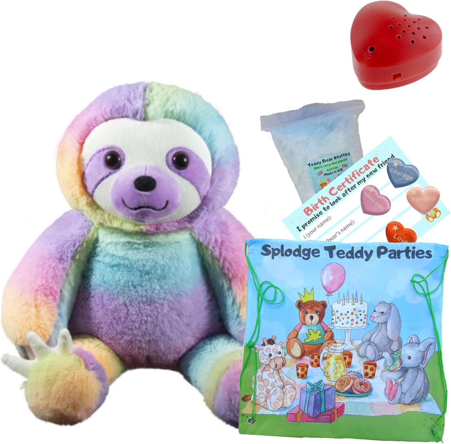 Rainbow Sloth Teddy Bear Plush Soft Toy Gift Build your own Teddy