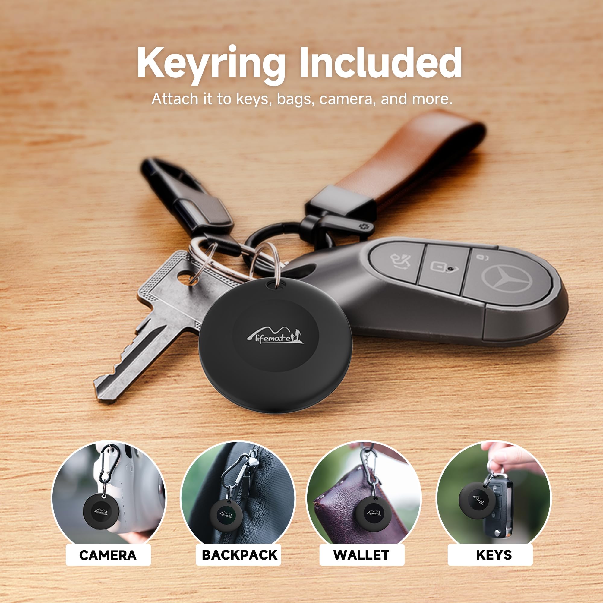 Lifetag Tracker for Android, Bluetooth Tracking Tag for Google Find My Device (Find Hub) App, Item Finder Locator for Keys, Luggage, Backpack, Purse (BLK, 1PC)