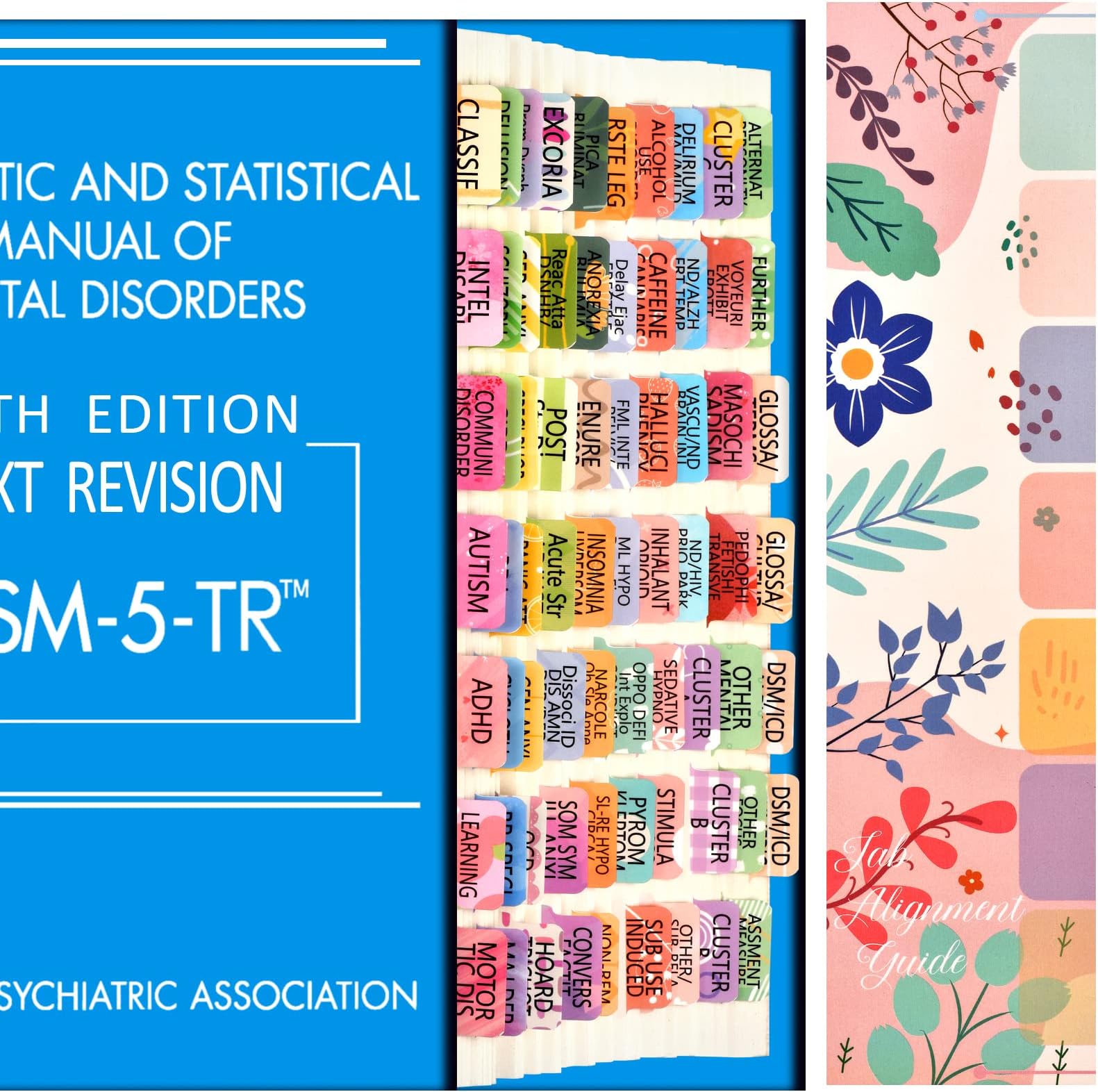 Index Tabs for DSM-5-TR, DSM-5, 18 Blank Tabs Included, Color-Coded and Laminated, with Alignment Guide…