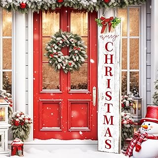 Christmas Porch Sign Merry Christmas Hanging Decor 42'' Rustic Vertical ...