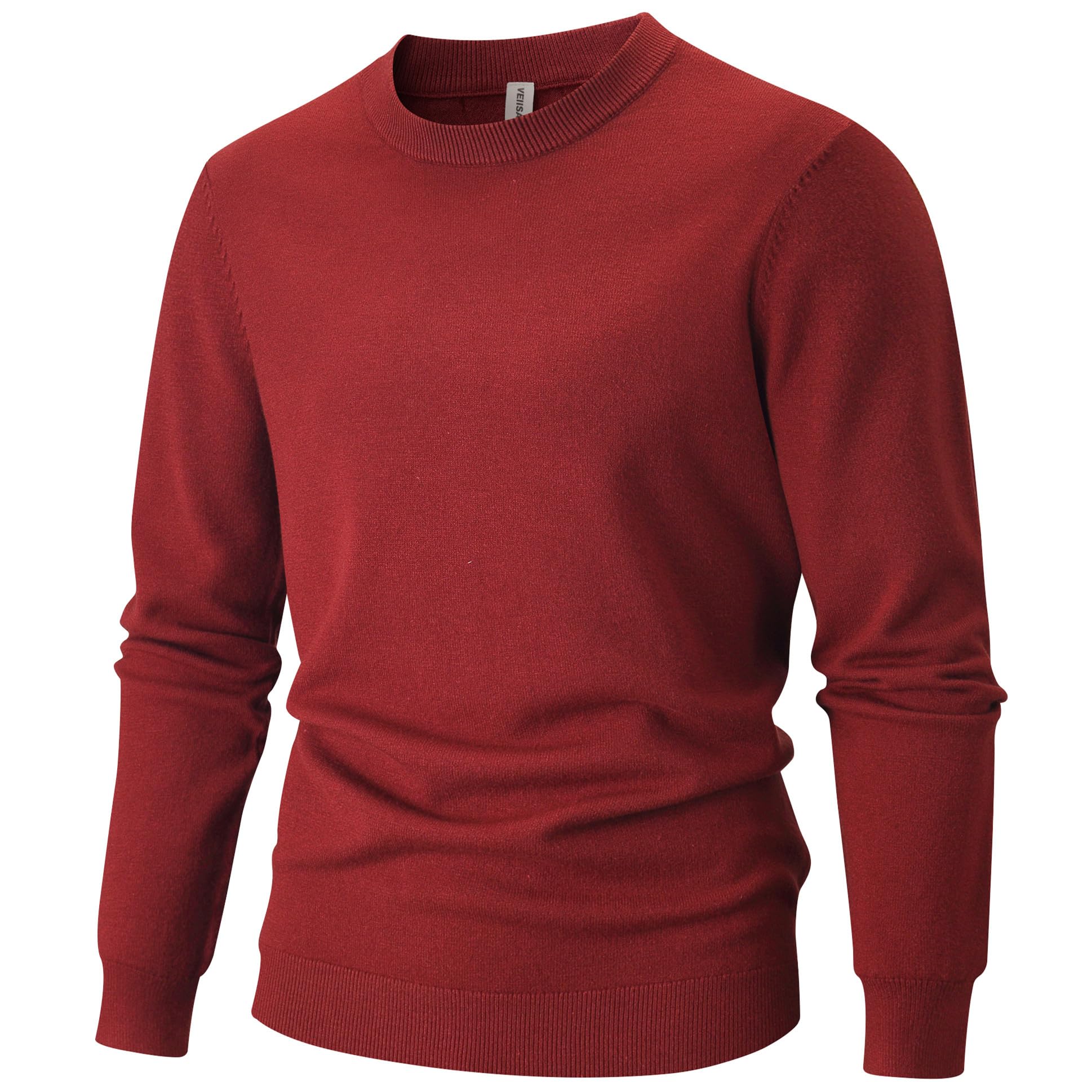 VEIISAR Herren Rundhalspullover 360g - Dicke Variante - Pullover Wärme für Herbst/Winter - Weicher Bequemer Strickpullover (Rot XL)