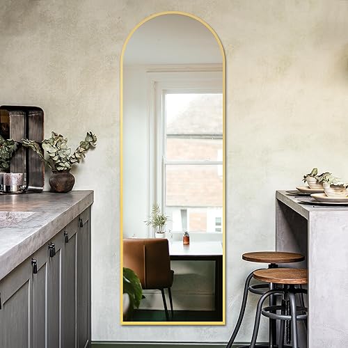 Miniatura 7 de Delma Espejo de pie de longitud completa, espejo de cuerpo completo, espejo de suelo grande con marco arqueado para pared, entrada, puerta,