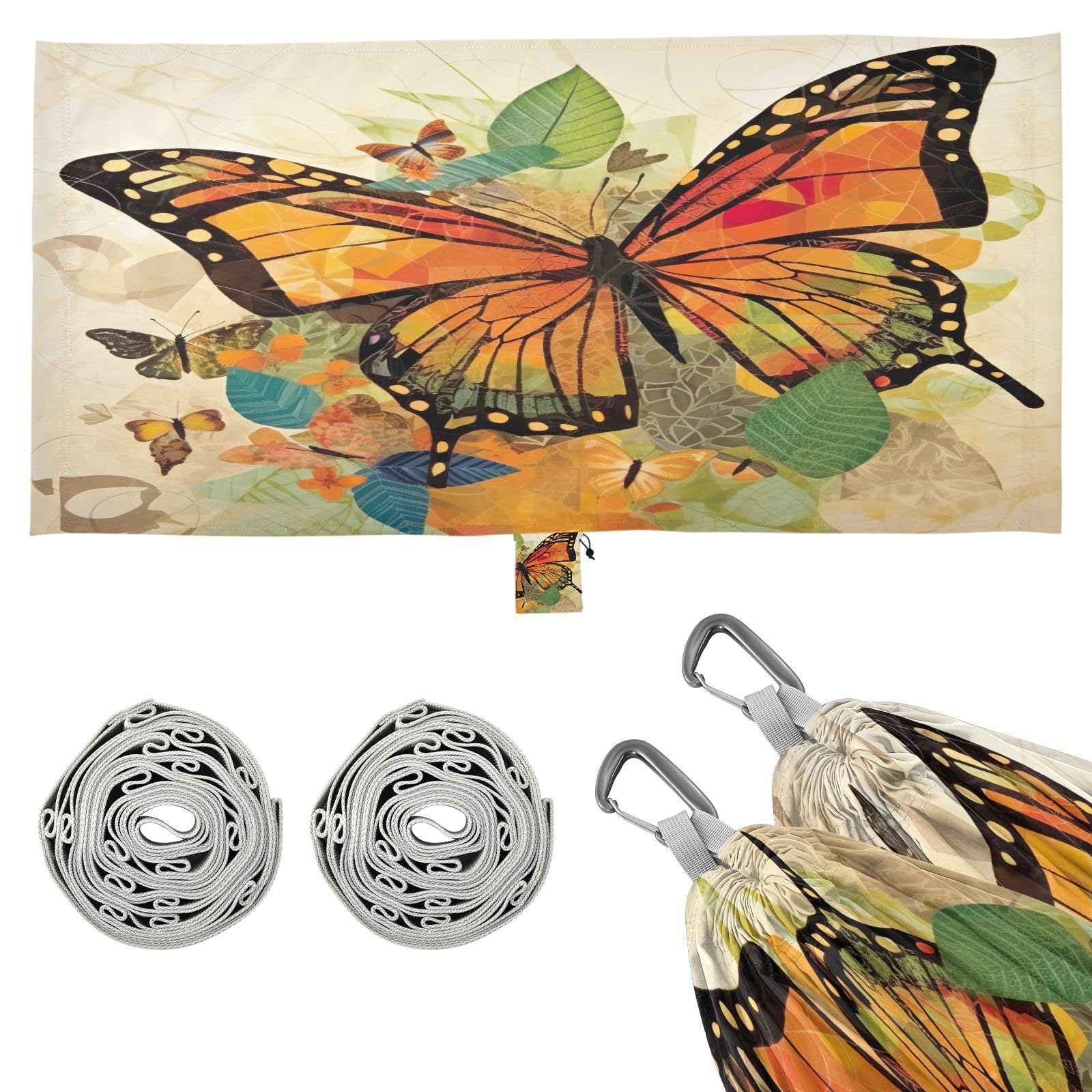 SDMKA Butterfly Camping Hammock, 330 lbs with 2 Tree Straps, Carry Bag, Single Portable Hammock for Outdoor/Indoor, Hiking, Beach, Backpacking, Travel