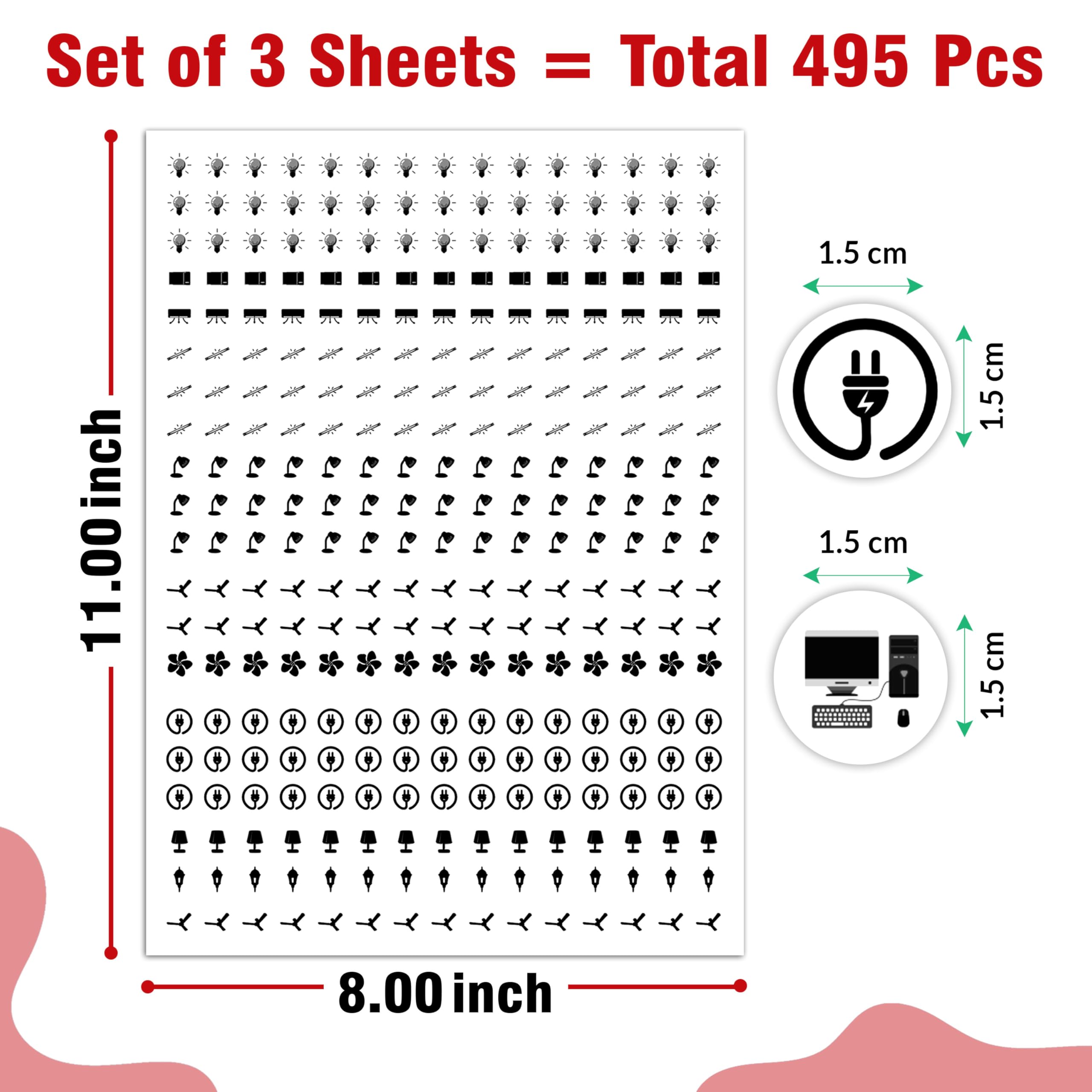 Trueflair Stickers for Switch Board for Home Wall Switches, Contain All Common Switch Stickers (Transparent Black & White) 1