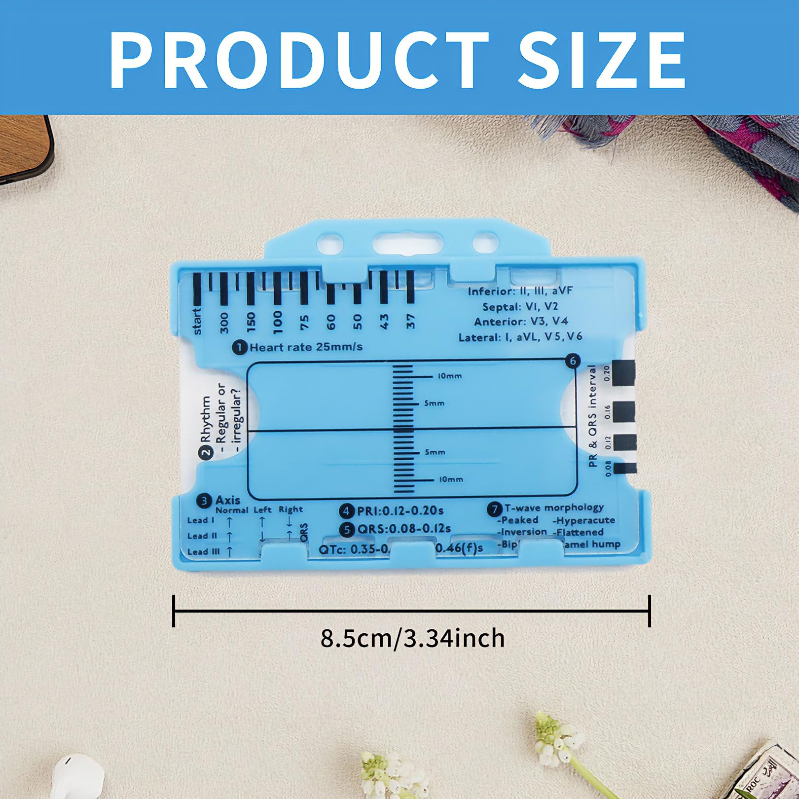 Ecg Ruler Card ECG Ruler, ECG 7 Step Ruler for ECG/EKG Interpretation, ECG Ruler ...