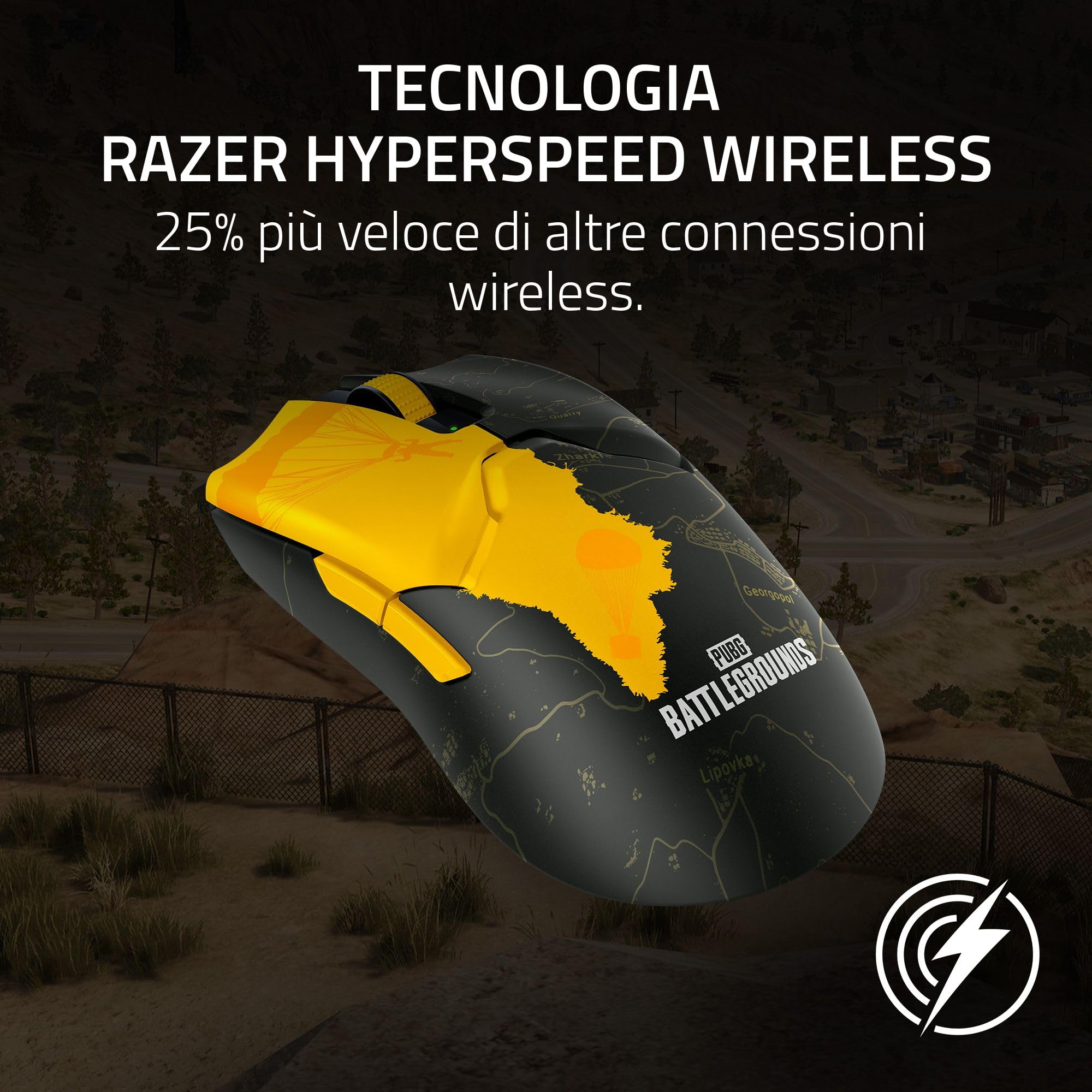Razer Viper V2 Pro - Mouse da Gioco Wireless E-Sport Ultraleggero da 58g (Sensore da 30K DPI, Wireless HyperSpeed, Interruttori per mouse Ottico Gen-3, Opzioni 5 DPI) PUBG Edition