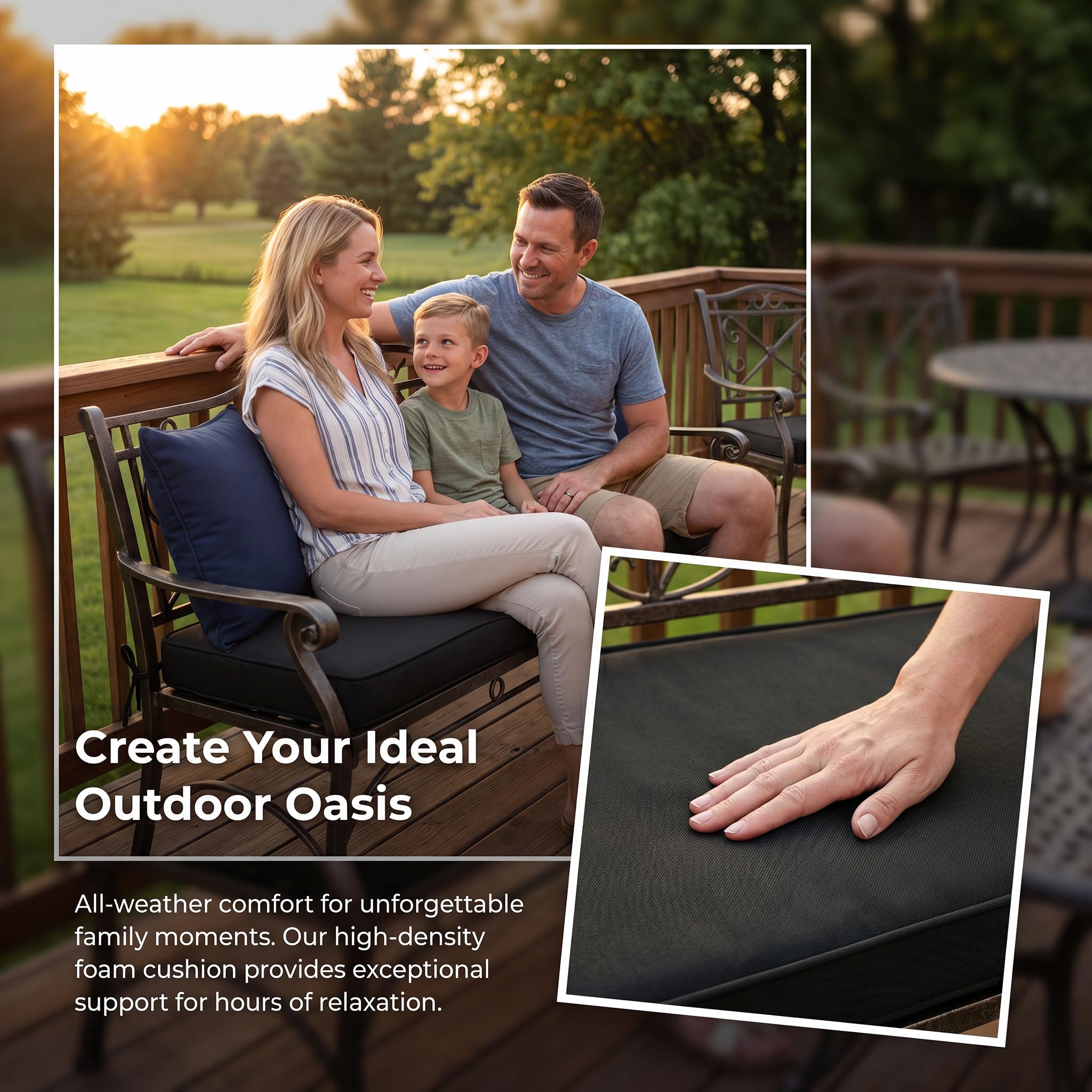 Cojín para Banco de Exterior Impermeable para Muebles de Patio Cojín Antideslizante con Funda Extraíble para Columpio de Jardín Sofá de Porche O Terraza