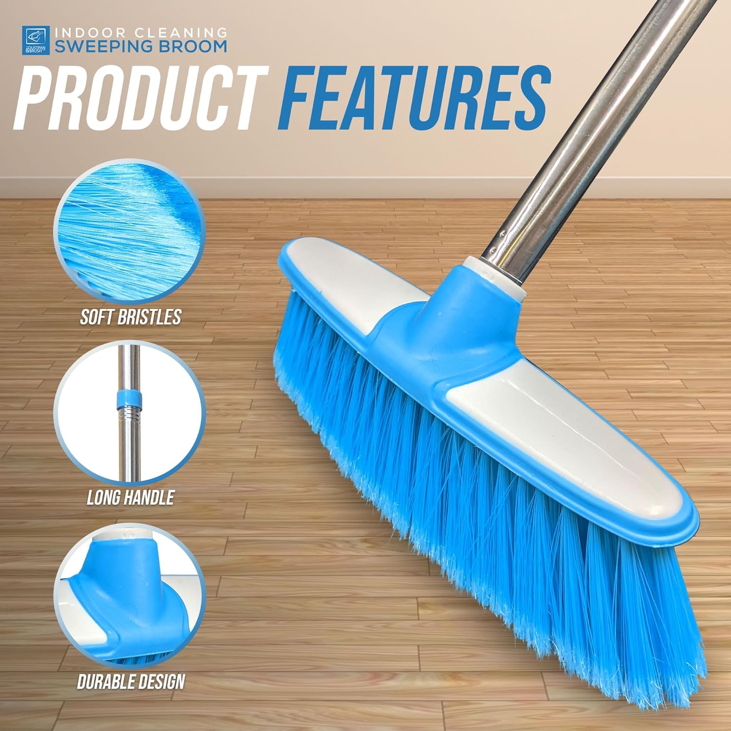 Requisite Needs Indoor Broom Soft Bristle Sweeping Brush For Kitchen
