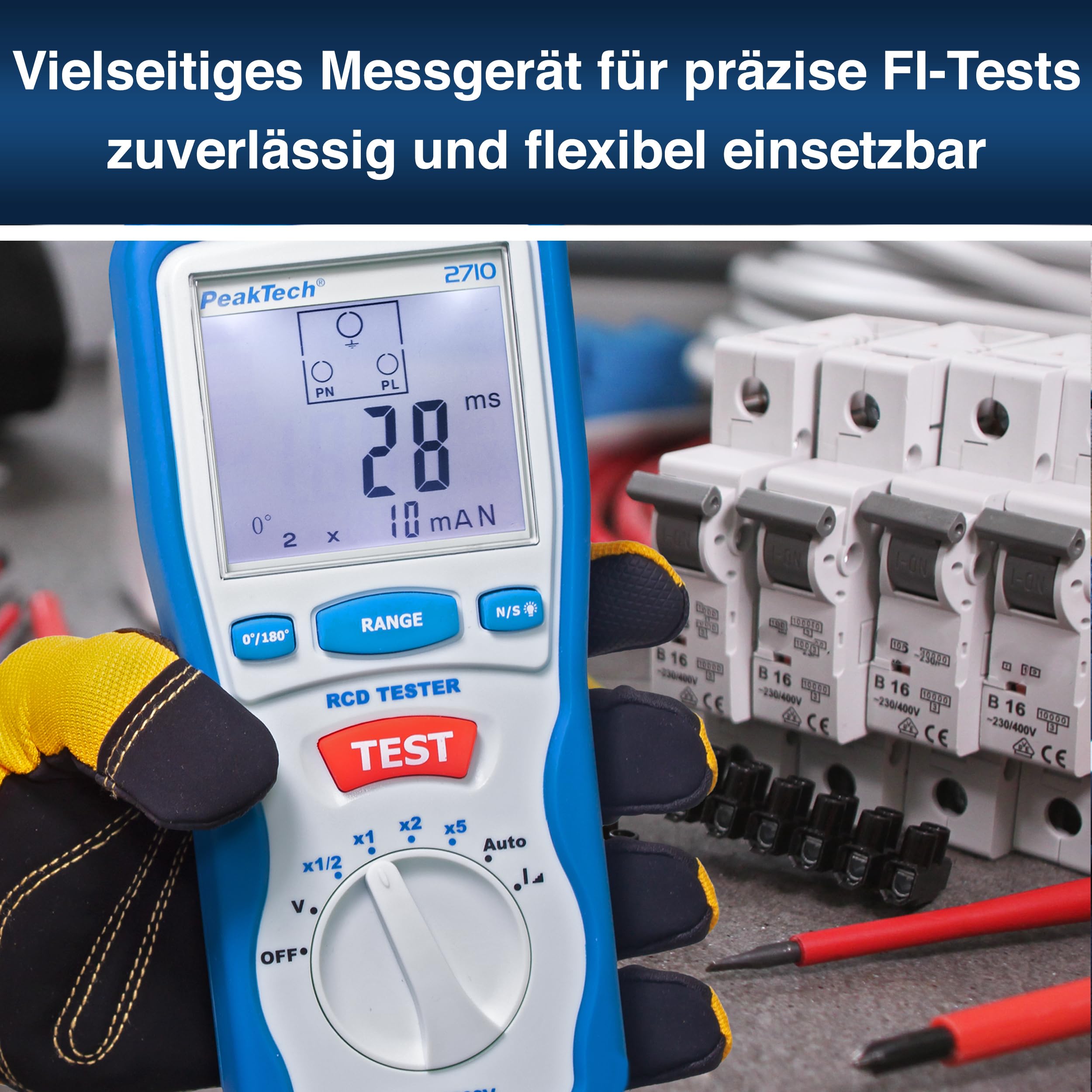 PeakTech P 2700 2700 - digitale aardingsmeter met verlicht dubbel LCD-display en 2 aardingsstaven, bodemweerstand, meting, AC/DC, data-hold, automatische nulstand - CAT III 1000 V