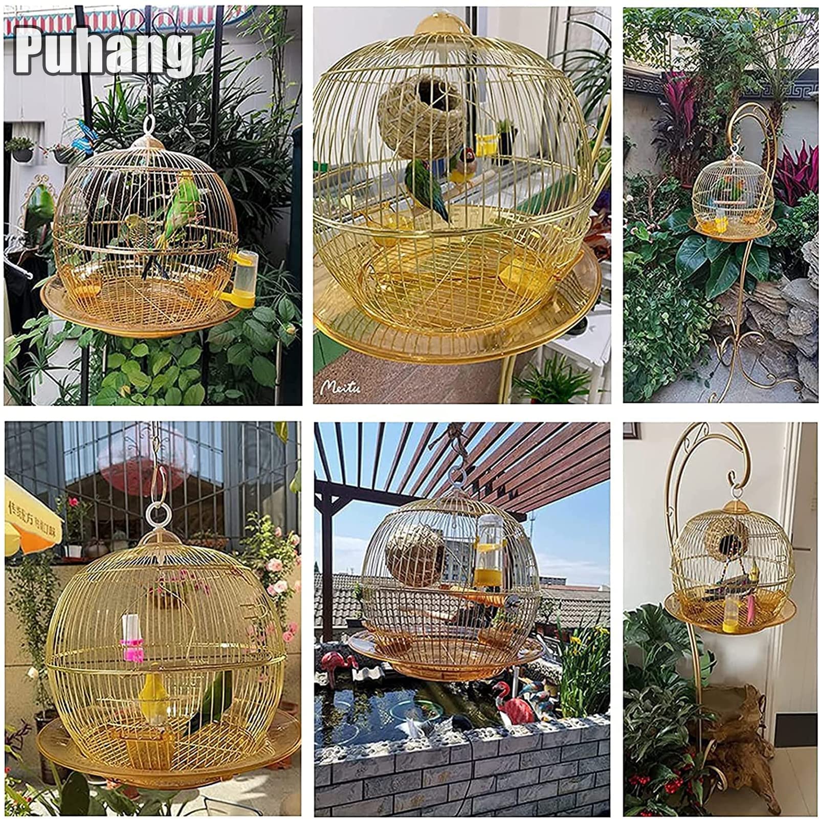 Amazon | Puhang 鳥かご 鳥かごスタンド セット 鳥ケージ 鳥ケージ 