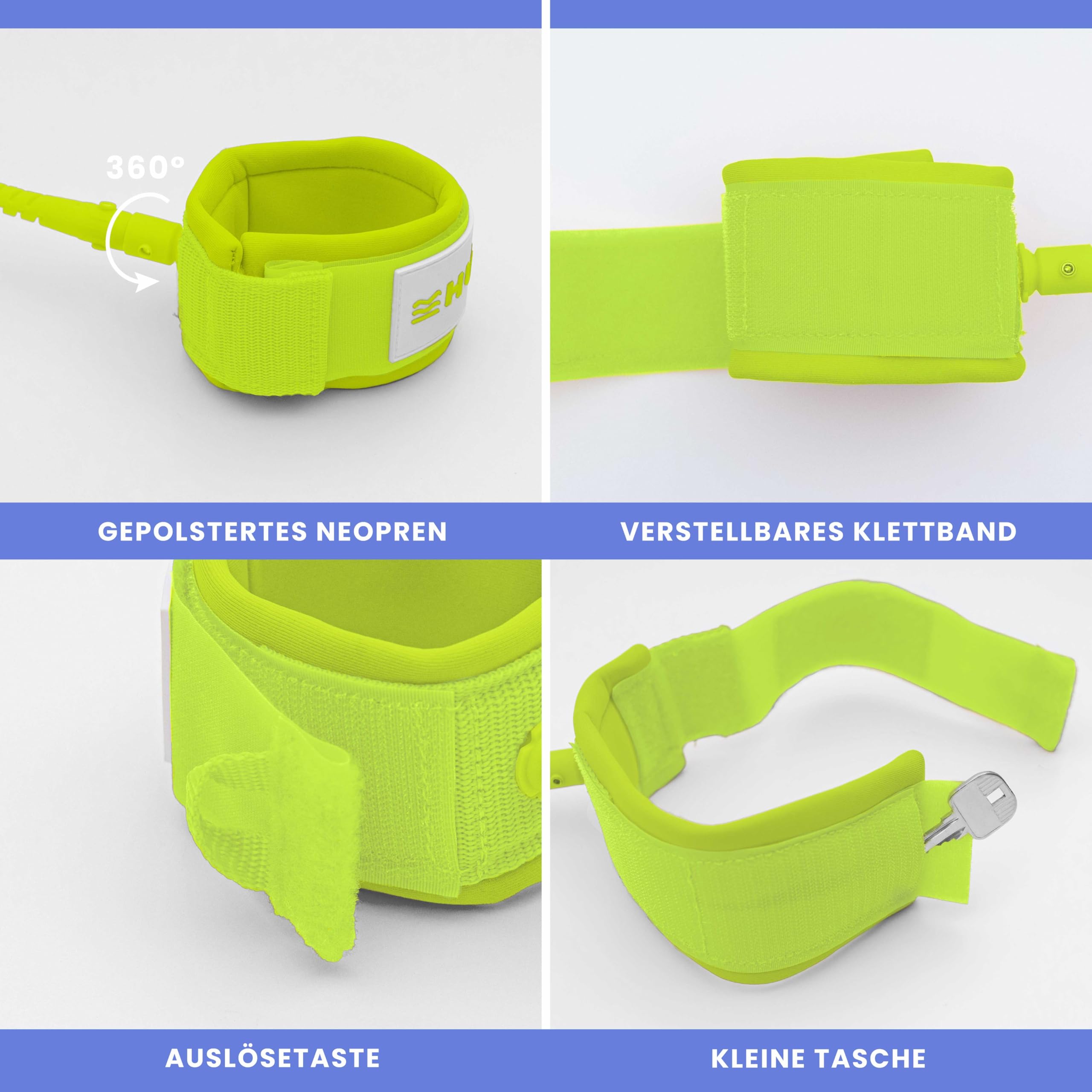 HUIIKE Sup Leash Verstellbar und Spiralförmig Leash Sup Board Standard, Stand Up Paddle Zubehör | Standup Paddle Board Fußschlaufe | Surfboard Bodyboard Fussleine | Kajak Sicherheitsleine Knöchel