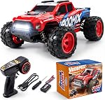 Vroomix 1:16 4WD RC Car, Red Remote Control Light Hobby Racing Monster Truck Toy Gift for Kids, 3 Driving Modes, Up to 28 Mph, 35 Mins, 110 Ft Range, Toy Truck for Boys Age 8-12 & Adults