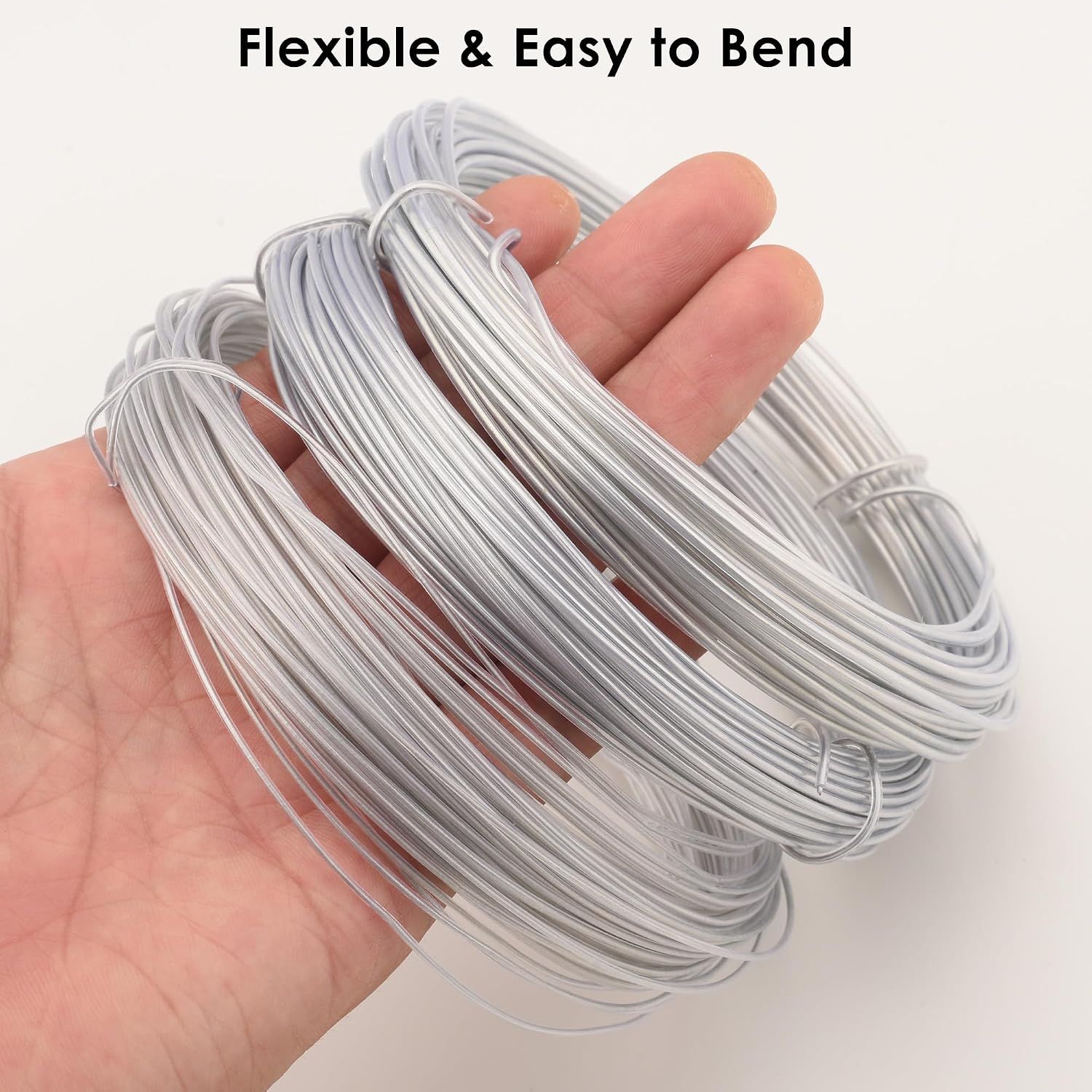 Craft Wire 3-Pack 1.0/1.5/2.0mm Transparent PVC Coated Metal Wire,Shaping String Cord for Hats,Jewelry Making,Sculpting, Hand Wreath,Gardening Fixing,DIY Crafting(Silvery)