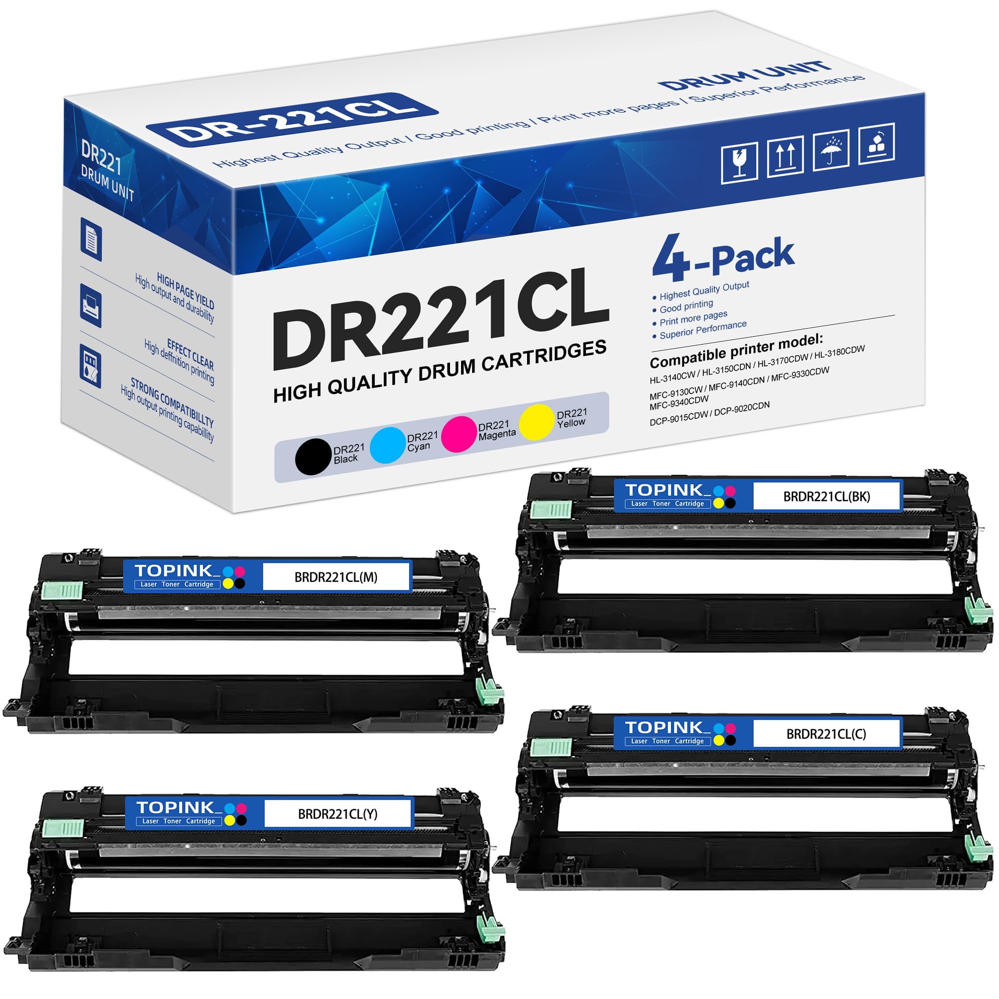 DR221CL Drum Unit Replacement for Brother DR-221CL DR221 DR 221 CL Drum Unit for MFC-9340CDW MFC-9130CW MFC-9330CW HL-3140CW HL-3170CDW HL-3180CDW DCP