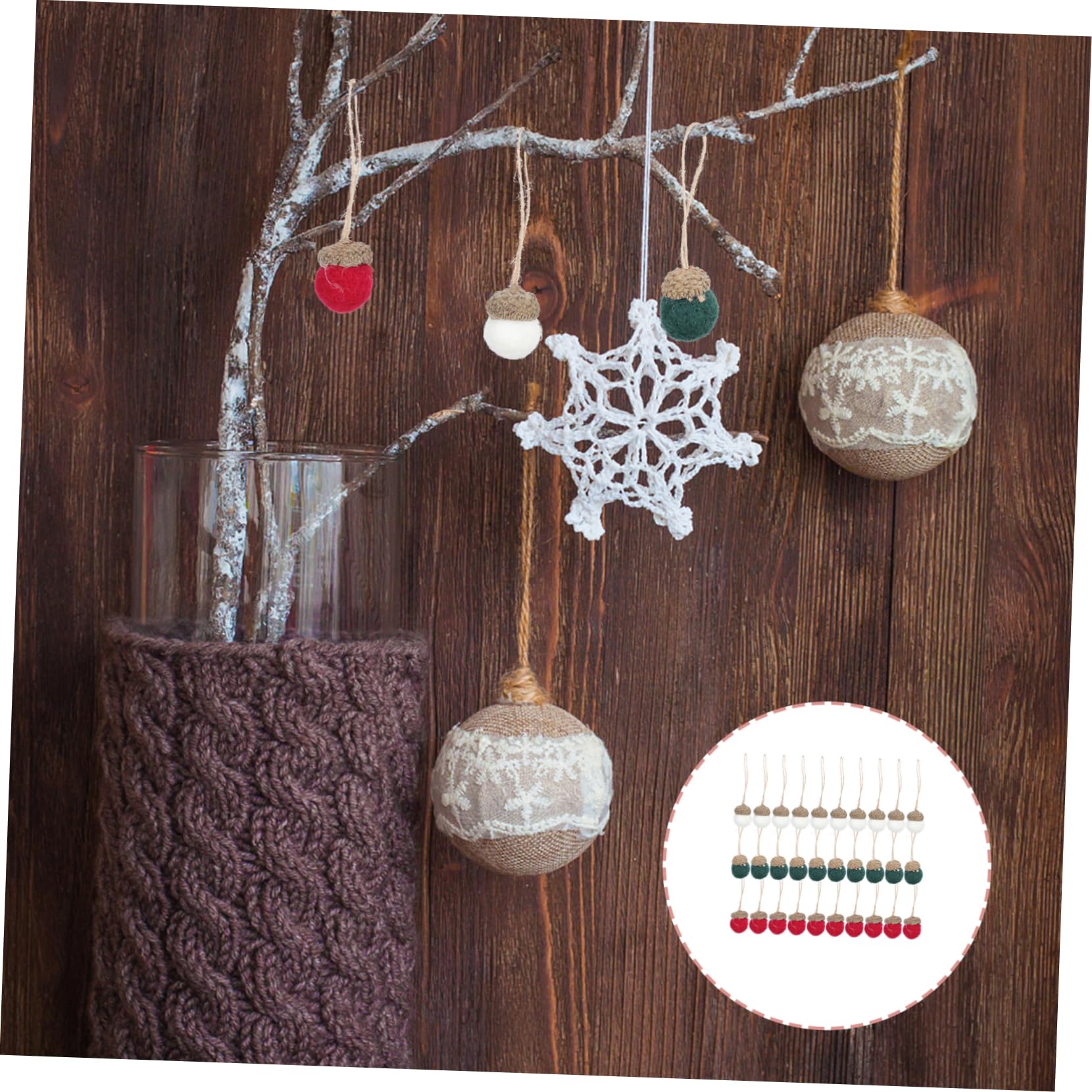 TOPBATHY 2 Juegos Bola De Bellota De Fieltro De Lana Manualidades Navideñas Christmas Tree Xmas Tree Adornos Navideños Luces De Hadas Decoración Colgante De Navidad 30 Piezas * 2