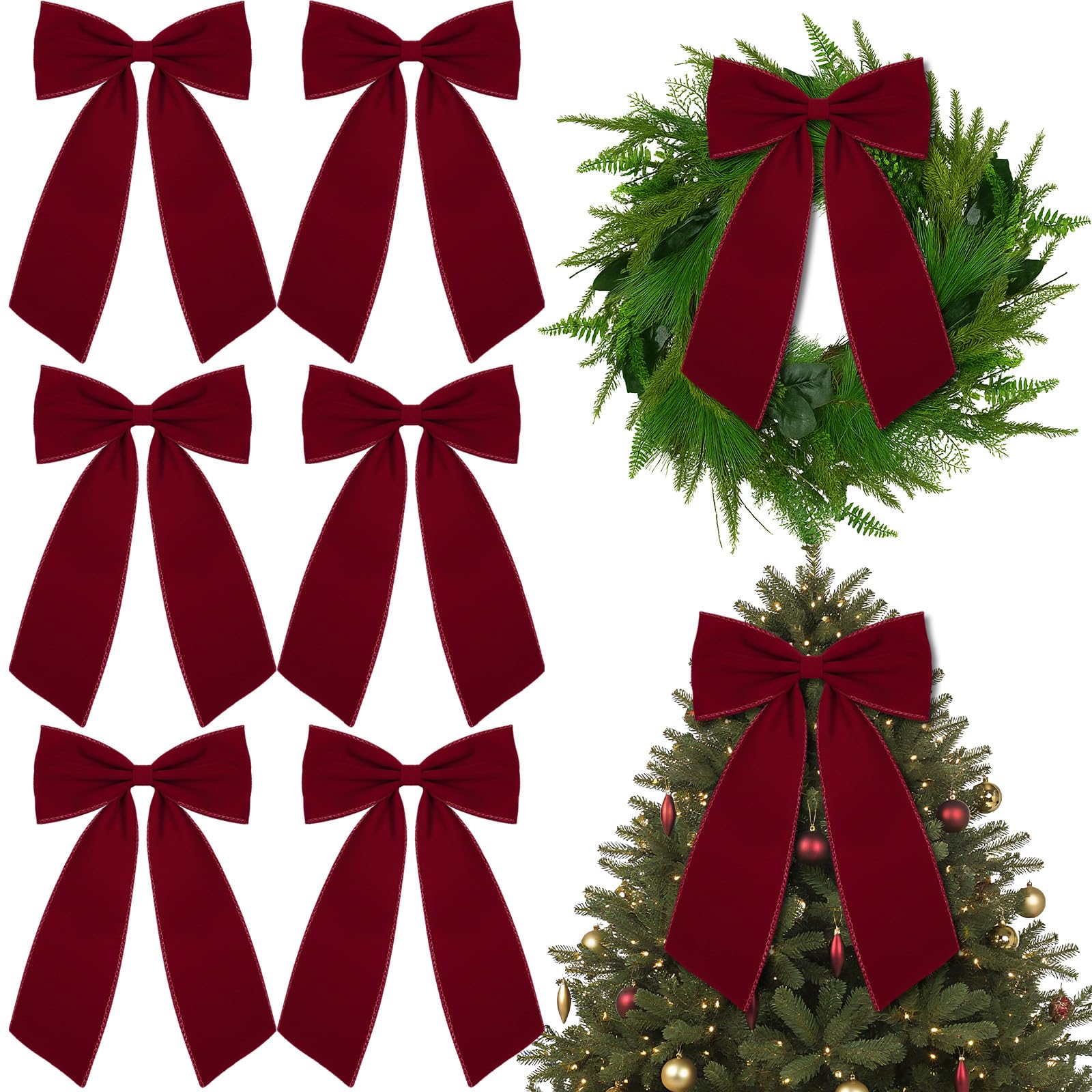 Photo 1 of **UNKNOWN IF MISSING PARTS**
Riceshoot 10" x 16" Large Velvet Bows Wall Decor Set Ribbon Tree Topper & Wreath Bows with Wired Edge for Photo Backdrop, Birthday, Baby Shower, Bridal Shower, Room Decor(6 Pcs,Burgundy)