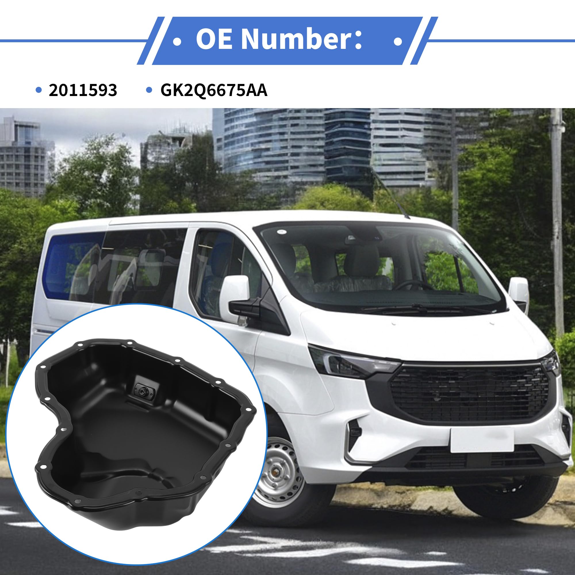 Cárter De Aceite Para Ford Transit Custom 16-24 1PC | Color Negro, Material Hierro, OE GK2Q6675AA Y 2011593, Reemplazo Directo, Solución Para Fugas Y Sobrecalentamiento