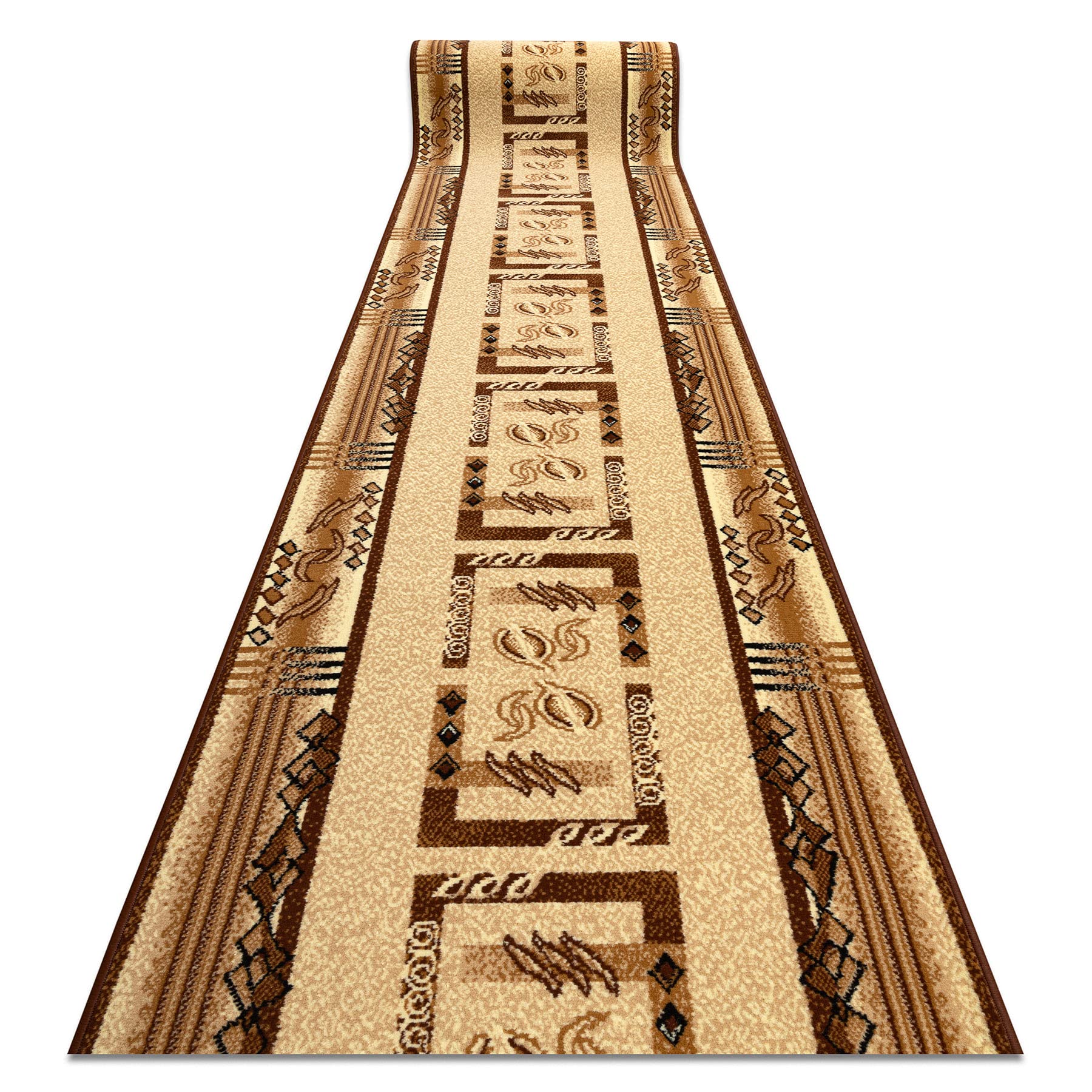 rugsx Tapis de Couloir BCF JAS pour la Cuisine, Le Hall, Le Couloir, l'entrée, Solide, Classique, Beige 90x400 cm