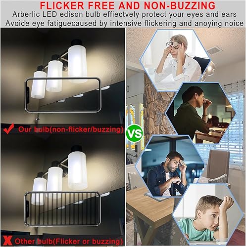 Miniatura 5 de Bombilla LED T10 de 7.3 pulgadas, bombilla LED E26 de 6 W, bombilla E26 regulable equivalente a 60 vatios, blanco neutro 4000 K, 600 lm, CRI85+,