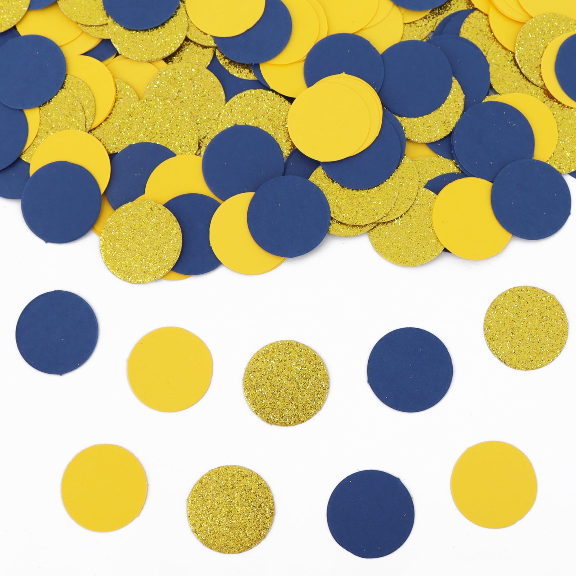 200Pcs Glitter Round Confetti Blue Gold Shiny Paper Table Confetti