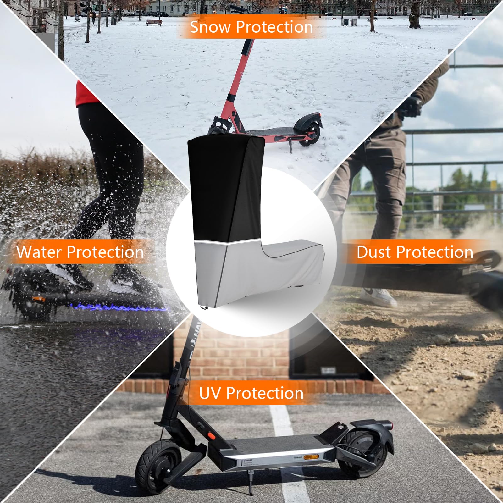 Housse de protection pour scooter électrique - Tissu Oxford 600D robuste - Imperméable - Protection contre les intempéries - Pour scooter électrique de 500 à 2000 W - Ajustement universel