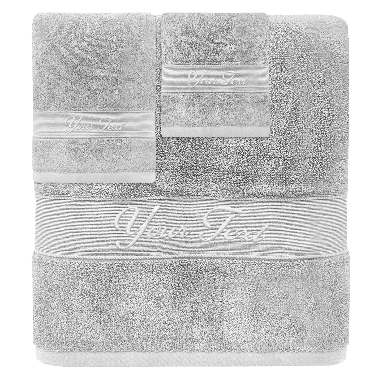 Embroidered Towel Set - 100 Cotton Contains Bath Towels 27 5x55 inch Hand Towels 13x29 inch Wash Cloths