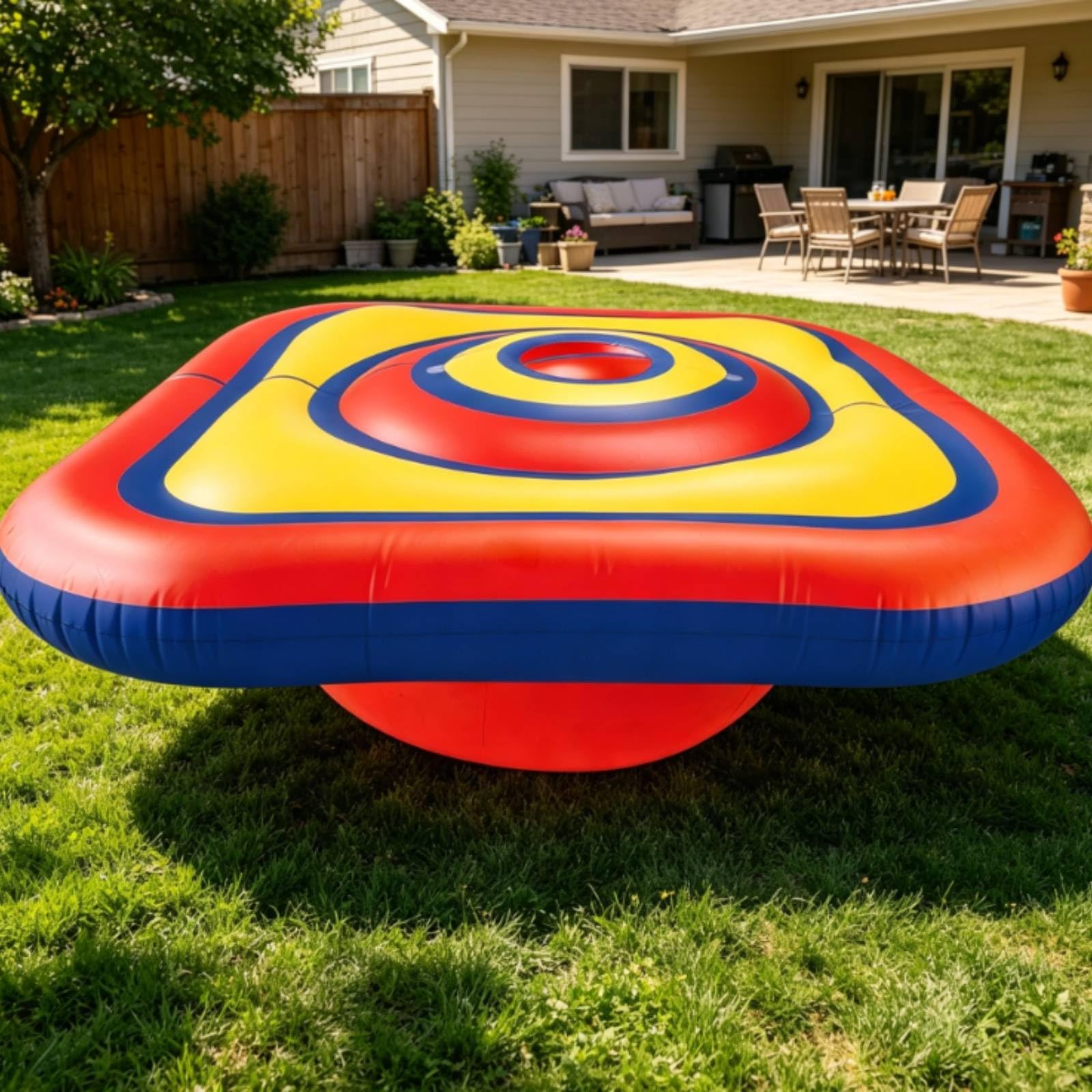 harayaa Inflatable Balance Seesaw Tavola d'Equilibrio Gonfiabile Altalena Oscillante Piattaforma Bilanciamento Base Quadrata Struttura in PVC per Gioco