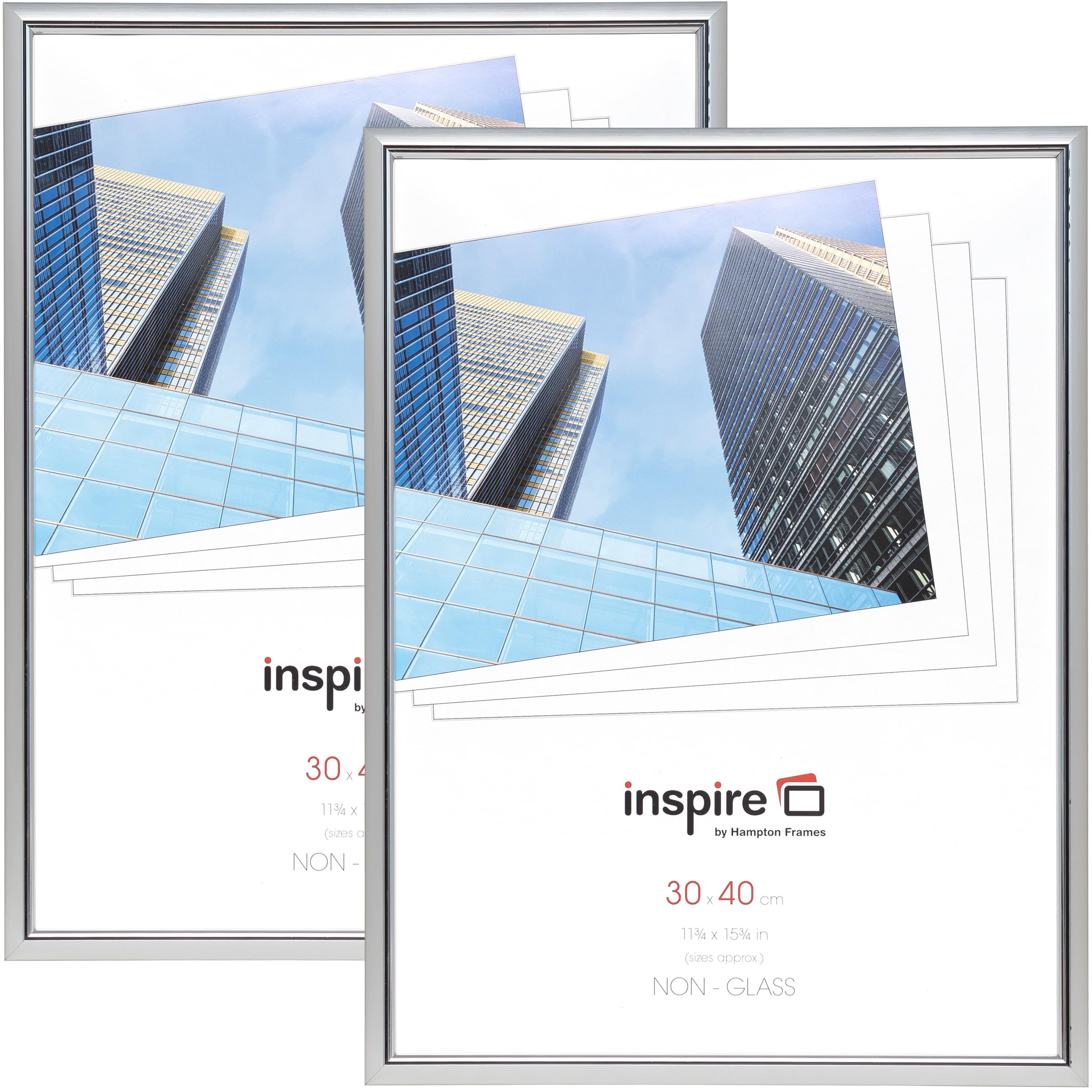 Hampton Frames Silver Easyloader 30X40cm Picture Poster Frame Acrylic (Non-Glass) Eas3040svpx-2Pk