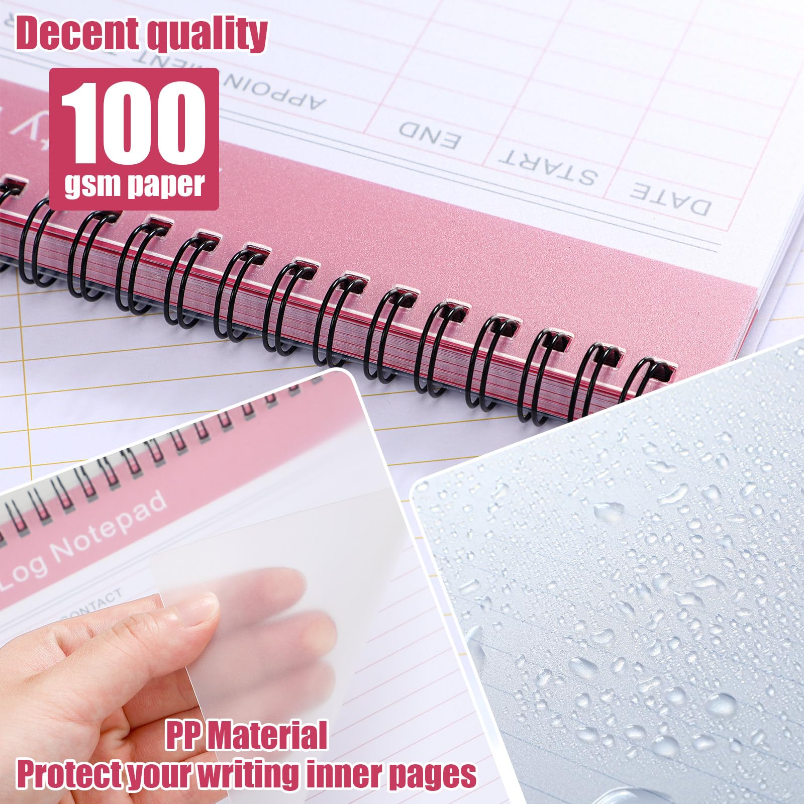Kisston 4 bloc de notas de actividad diaria de 8.5 x 11 pulgadas, cuaderno de planificación de tareas diarias, cuaderno de planificación, cuaderno de registro encuadernado en espiral para el trabajo,