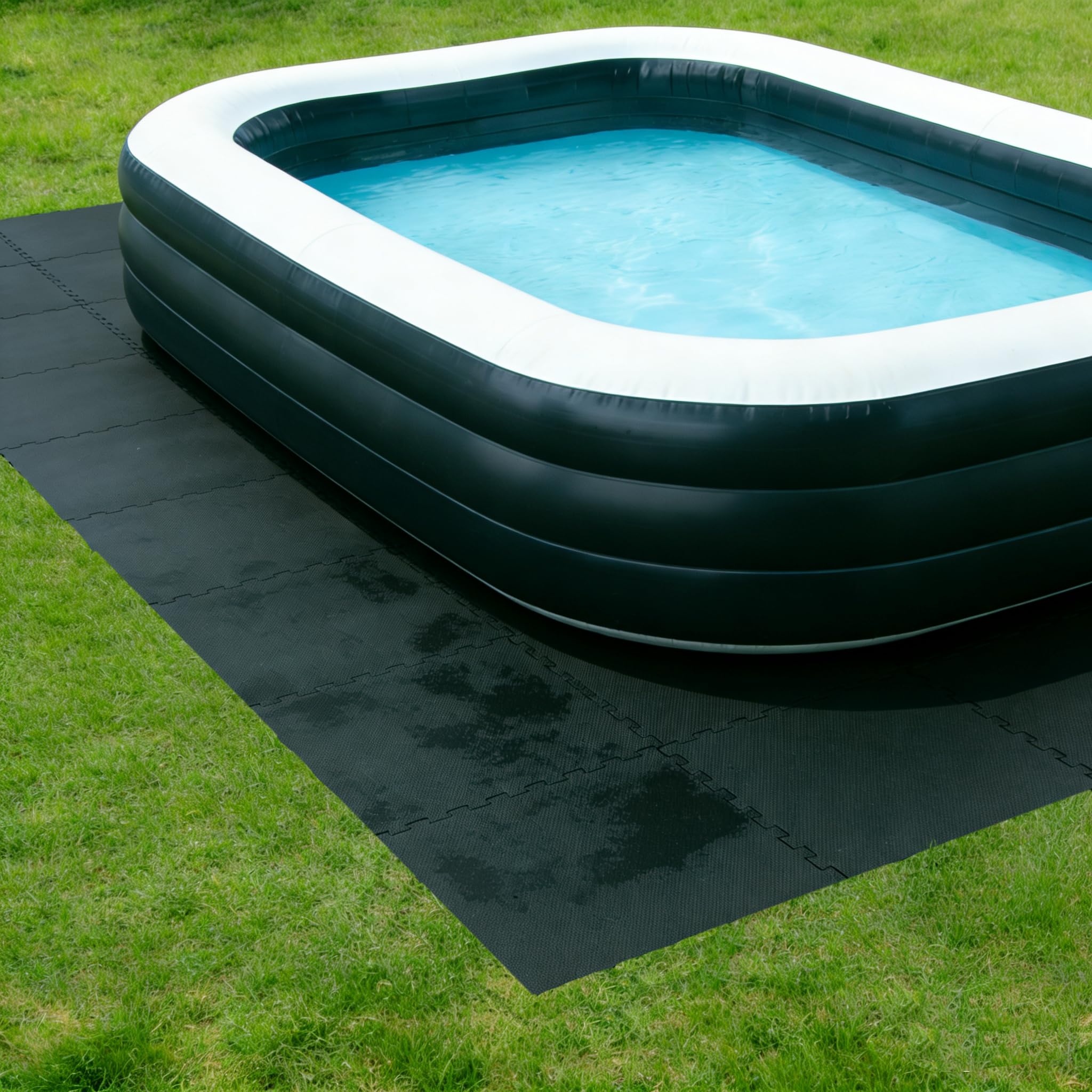 Tapete para Piscina EVA 60 x 60 x 1 cm – Losetas Protectoras para Piscina y Spa, Impermeables, Antideslizantes y Amortiguadoras, Negro o Gris, Juego de 12 o 48 Piezas