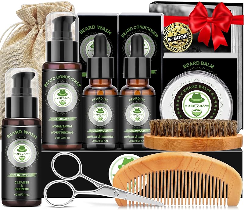 Kit de cuidados e grooming para barba XIKEZAN com fragrância de cedro